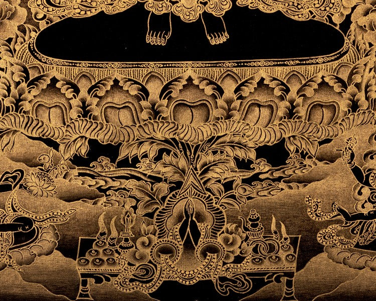 Black Gold 1000Armed Avalokiteshvara | Wall Hanging Thangka
