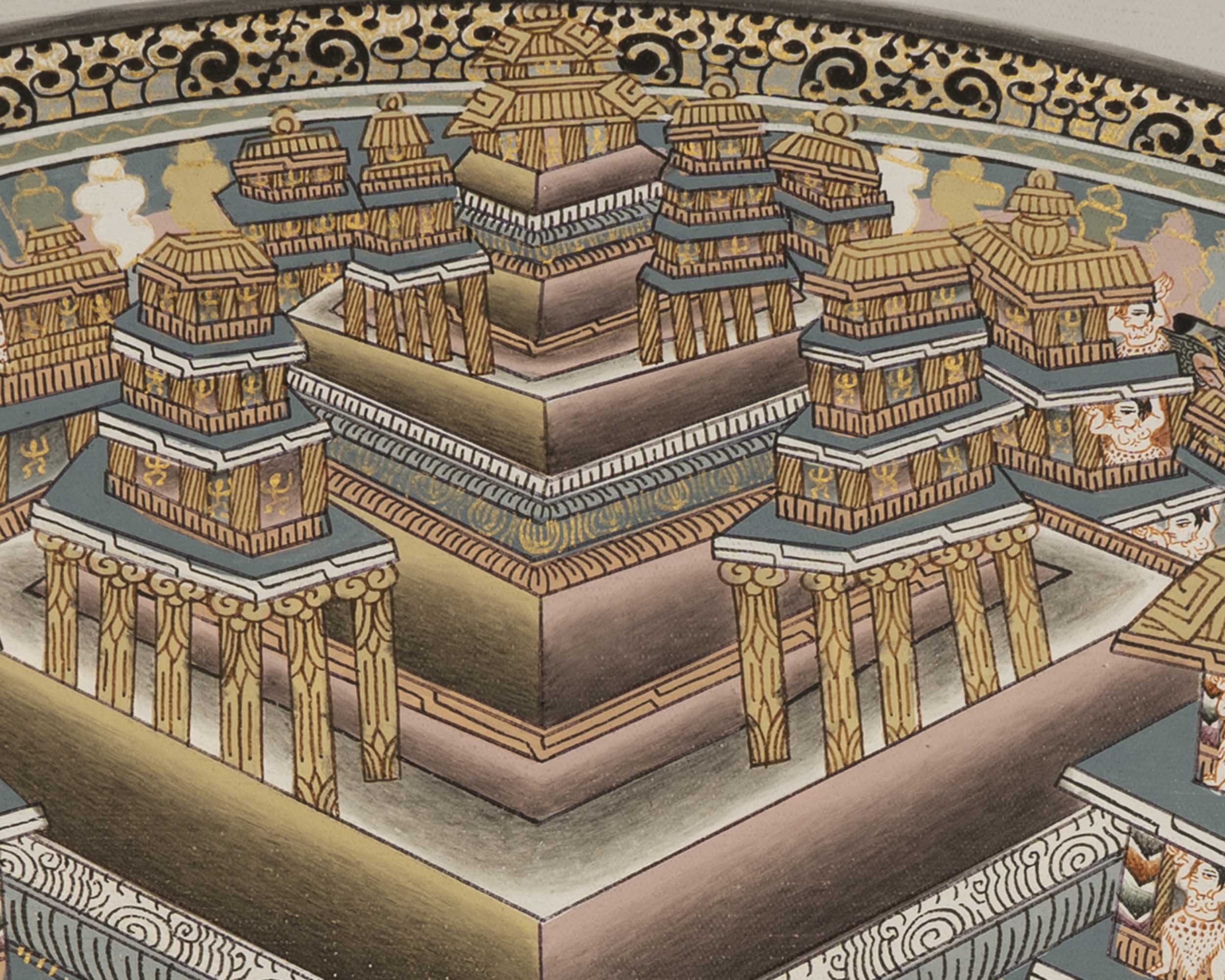 Kalachakra Palace Mandala | Handpainted 3D Art | Wall Hanging Decoration