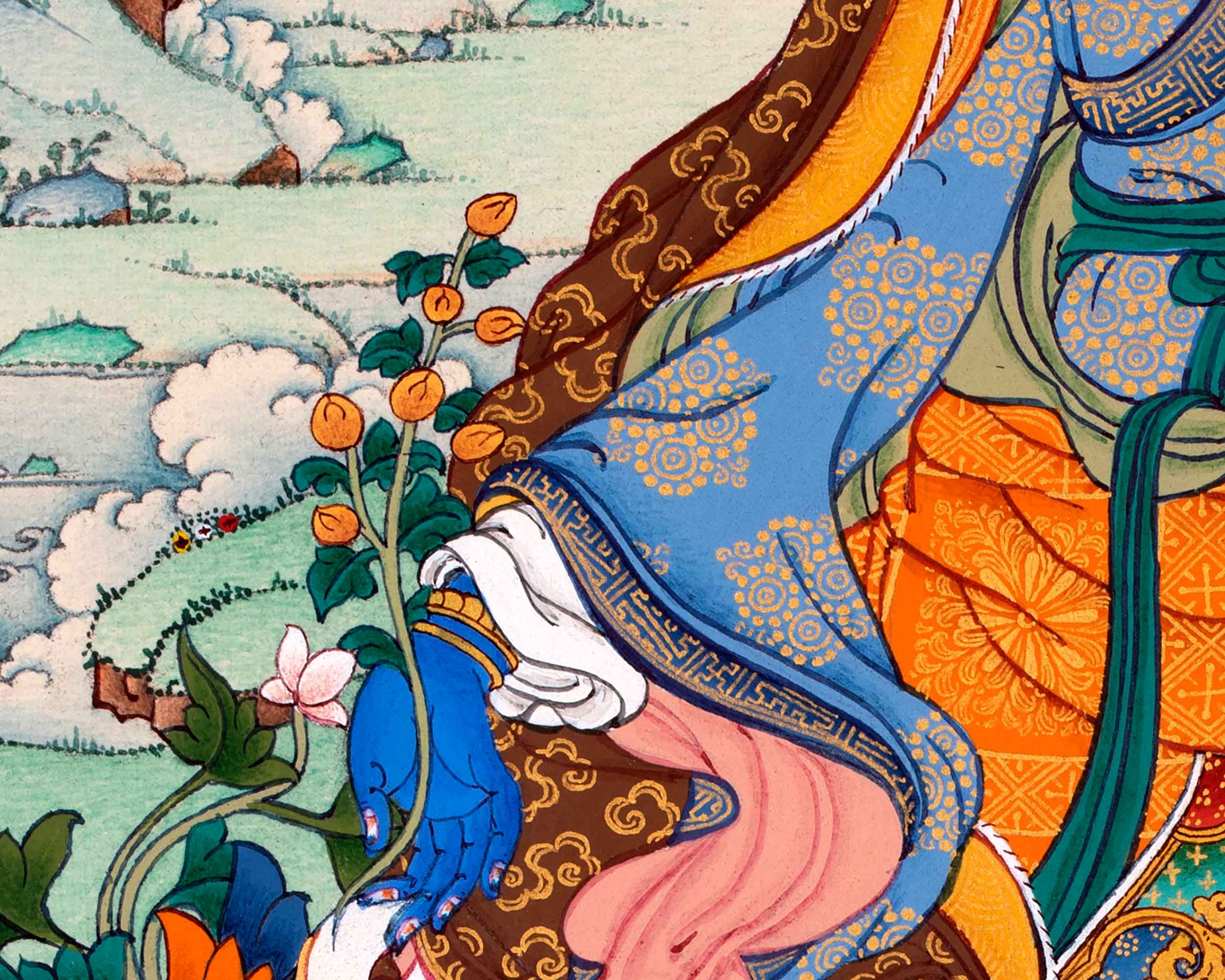 Guru Urgen Menla, Medicine Buddha Form of Guru Rinpoche Thangka