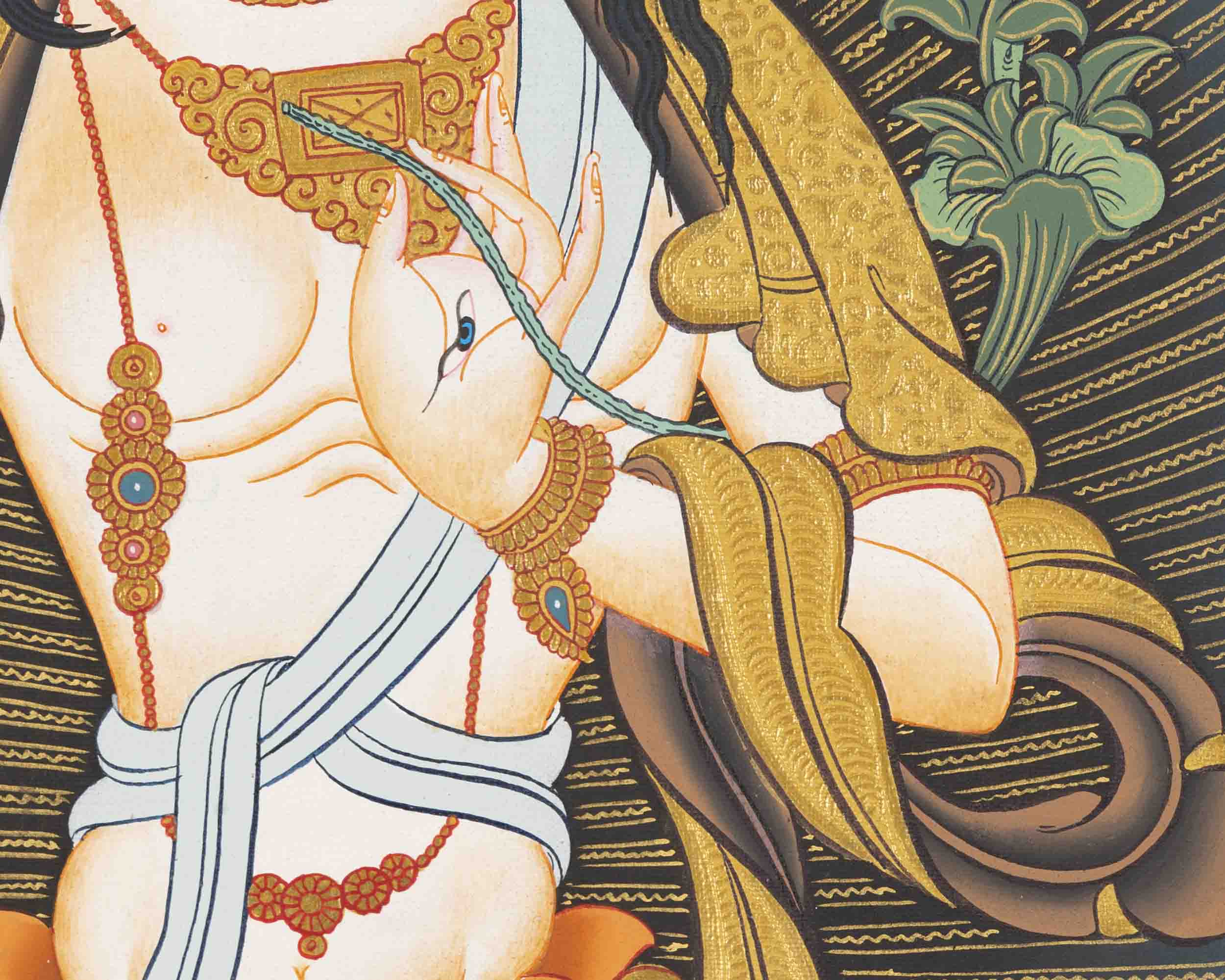 Female Bodhisattva Art | White Tara Thangka | Wall Decors