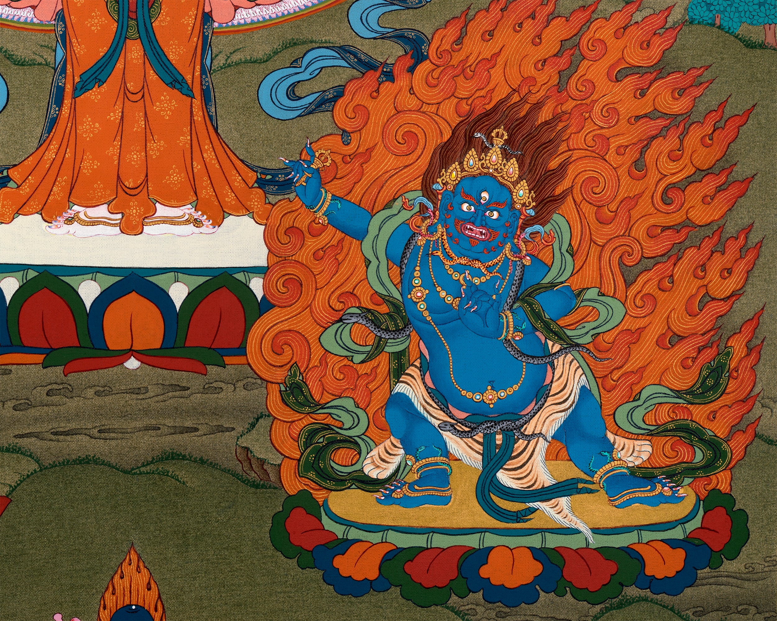 Avalokiteshvara, Manjushri & Vajrapani Thangka, 1000 Armed Chenrezig, Tibetan Buddhist Art