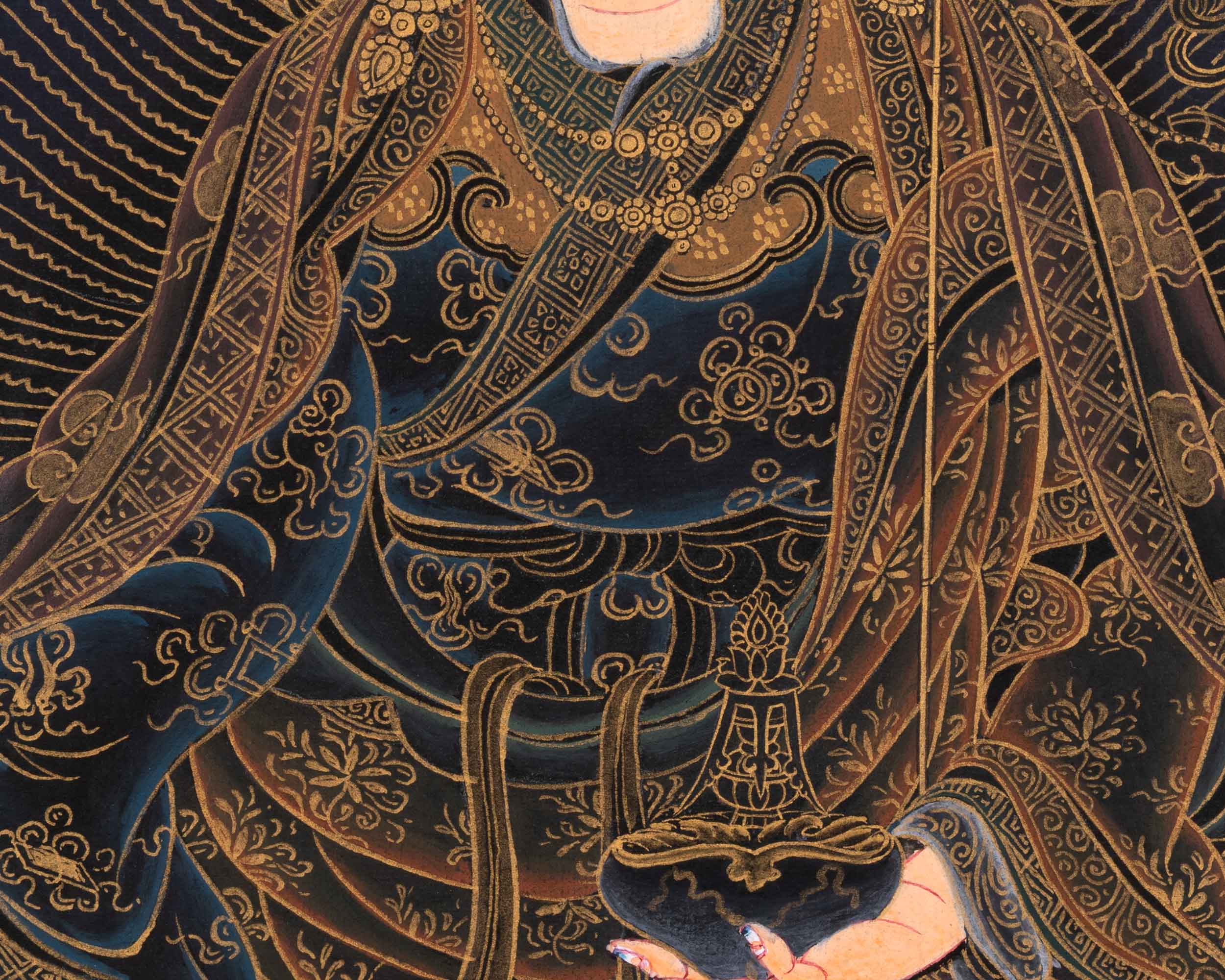 Tibetan Buddhist Master Padmasambhava Thangka | Lotus Born Master Guru Rinpoche Canvas Artwork