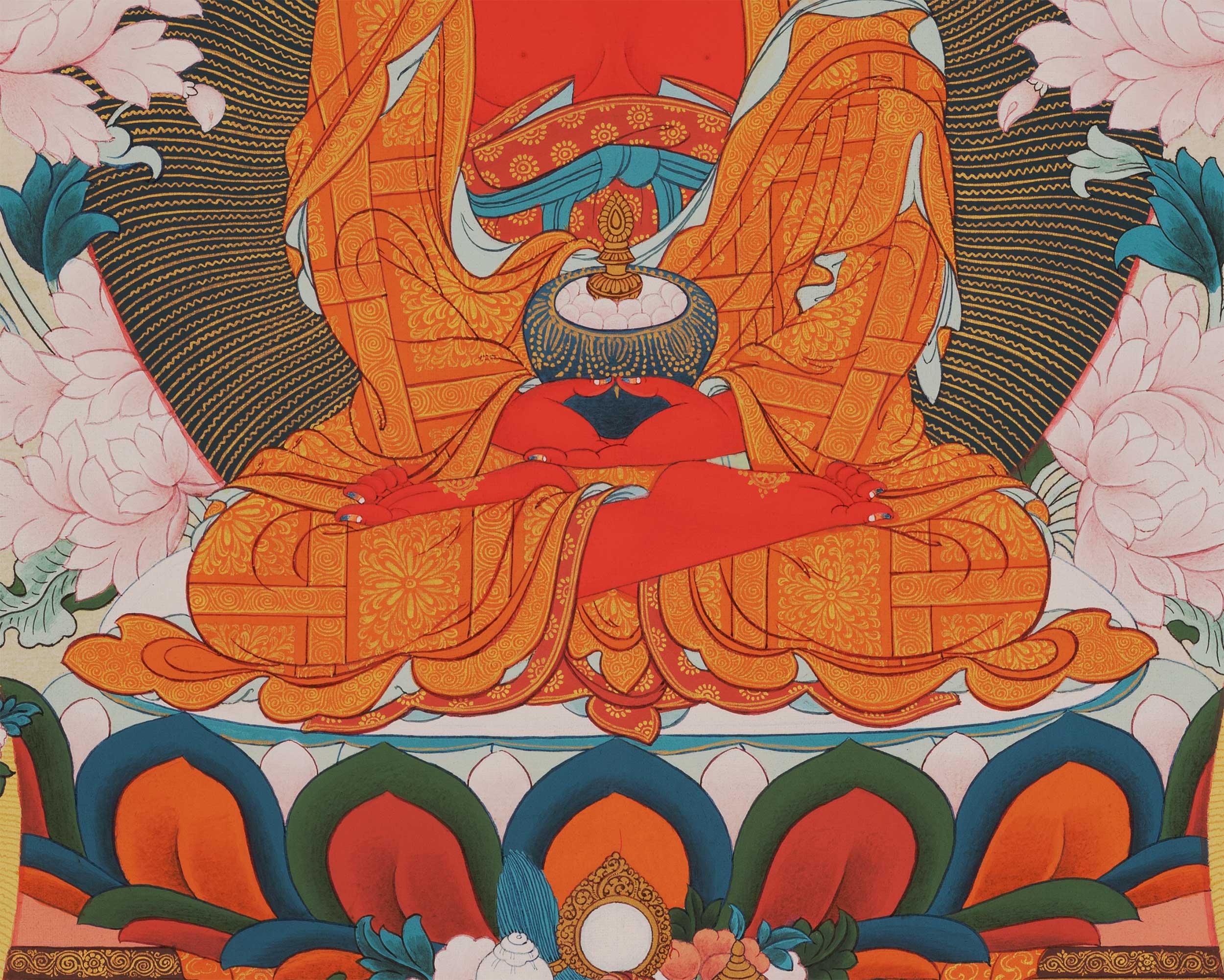 Amitabha Buddha Thangka Singham | Karma Gadri Style Thangka