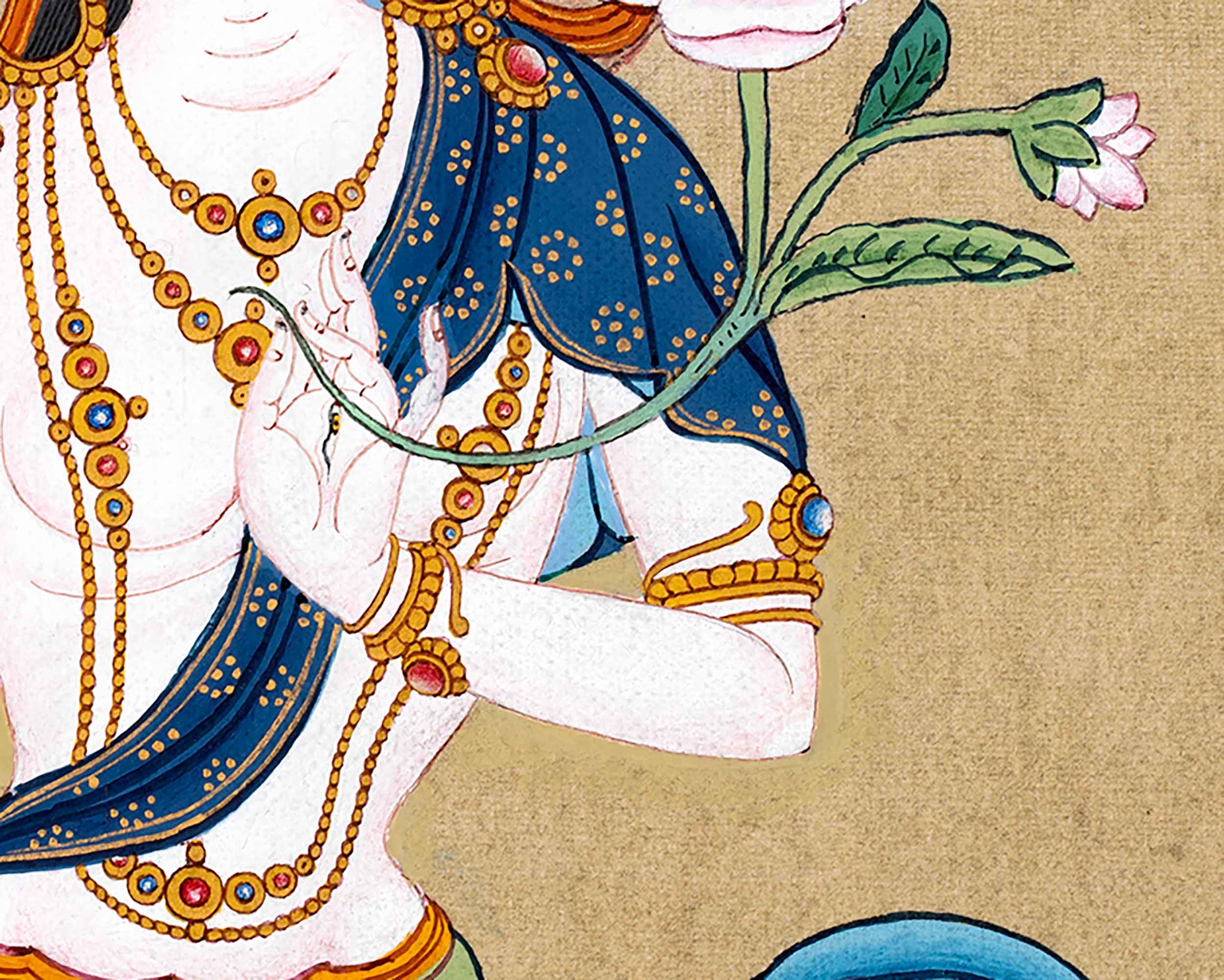 White Tara Meditation Thangka | Traditionally Hand Painted Art