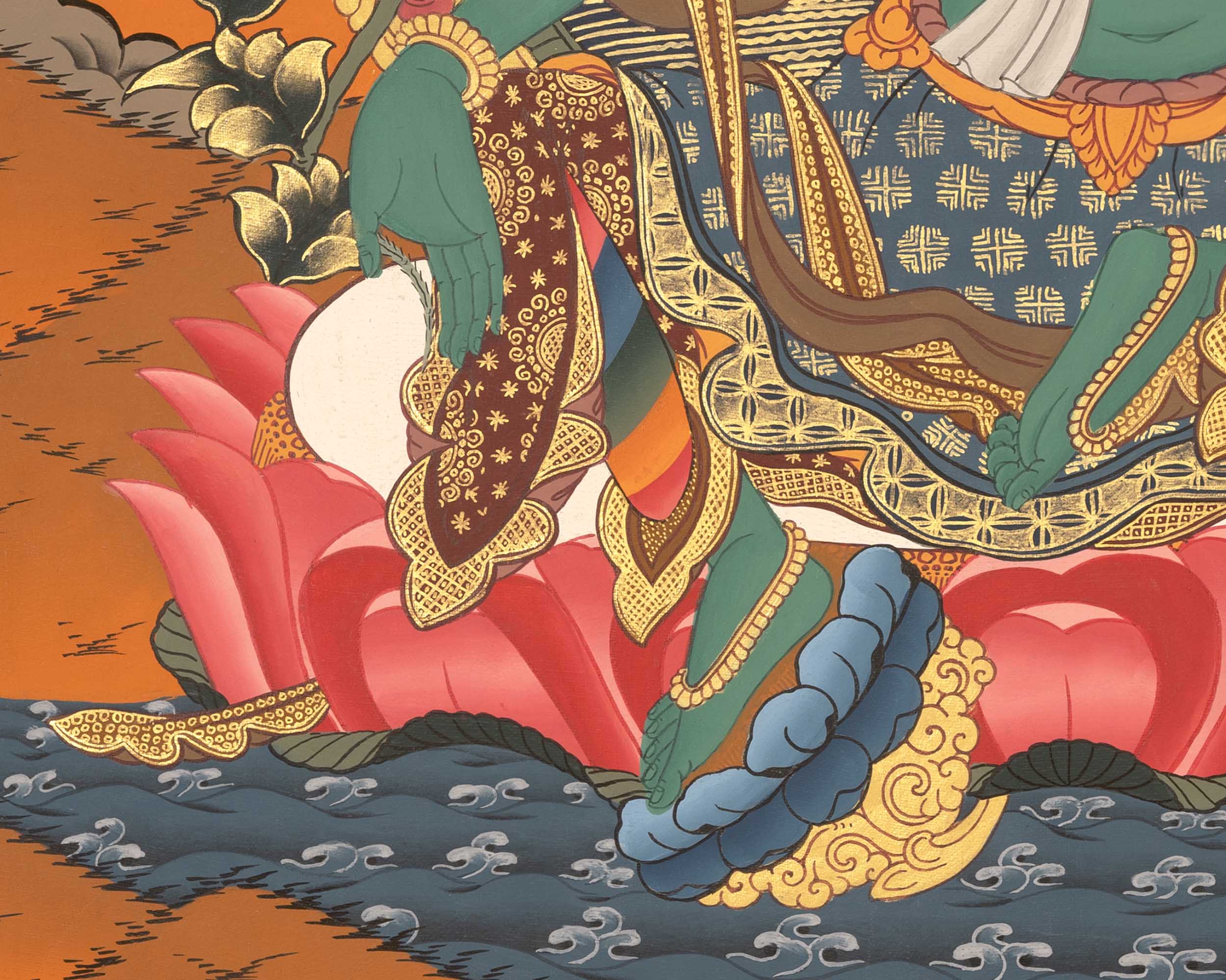 Quality Green Tara Thangka | Handpainted Buddhist Art | Wall Decors