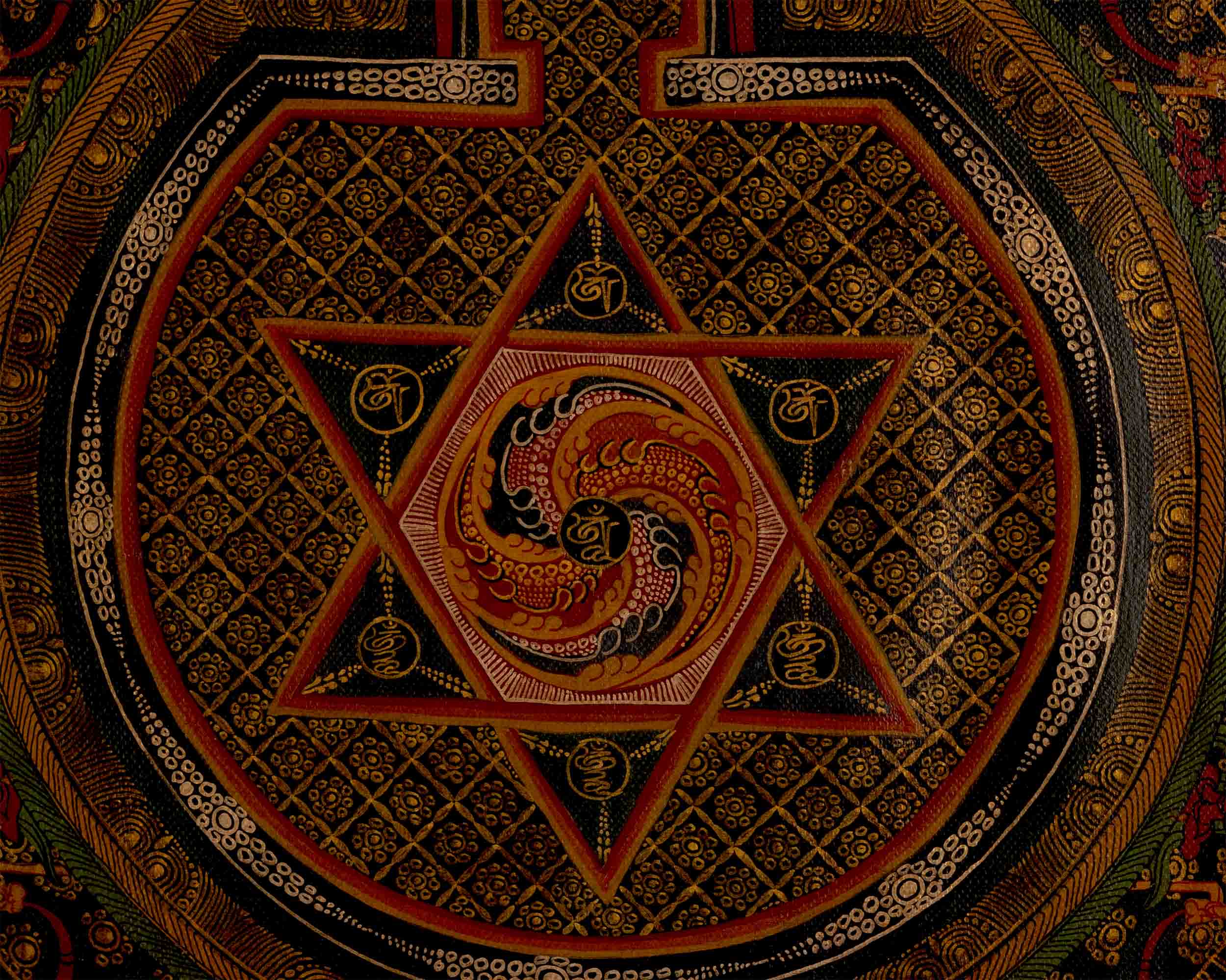 Oil Varnished Star Mandala Tibetan Thangka | Mandala Art