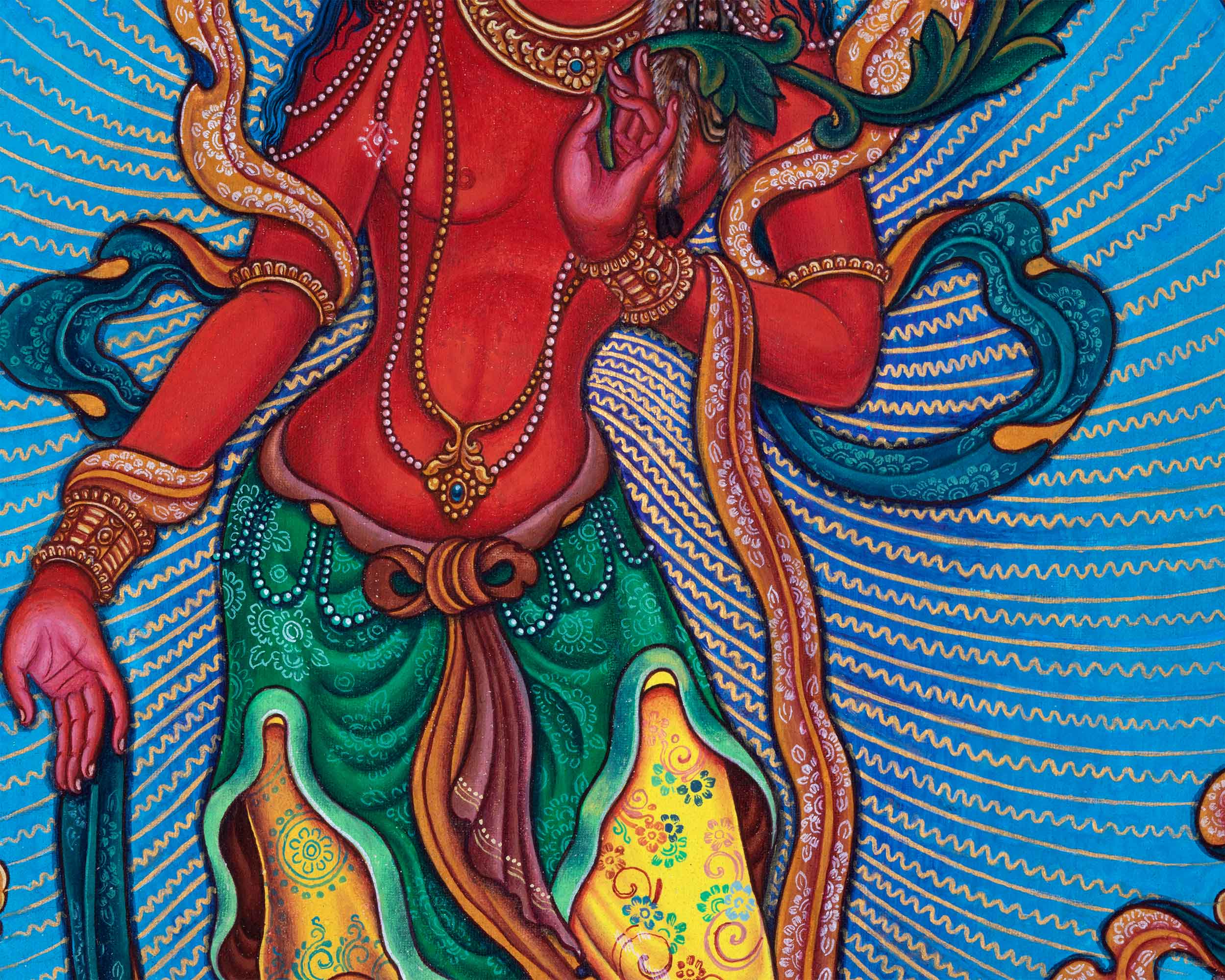 Traditional Nepali Pauba Print Of Avalokitesvara Bodhisattva | The Bodhisattva Of Compassion Chenrezig