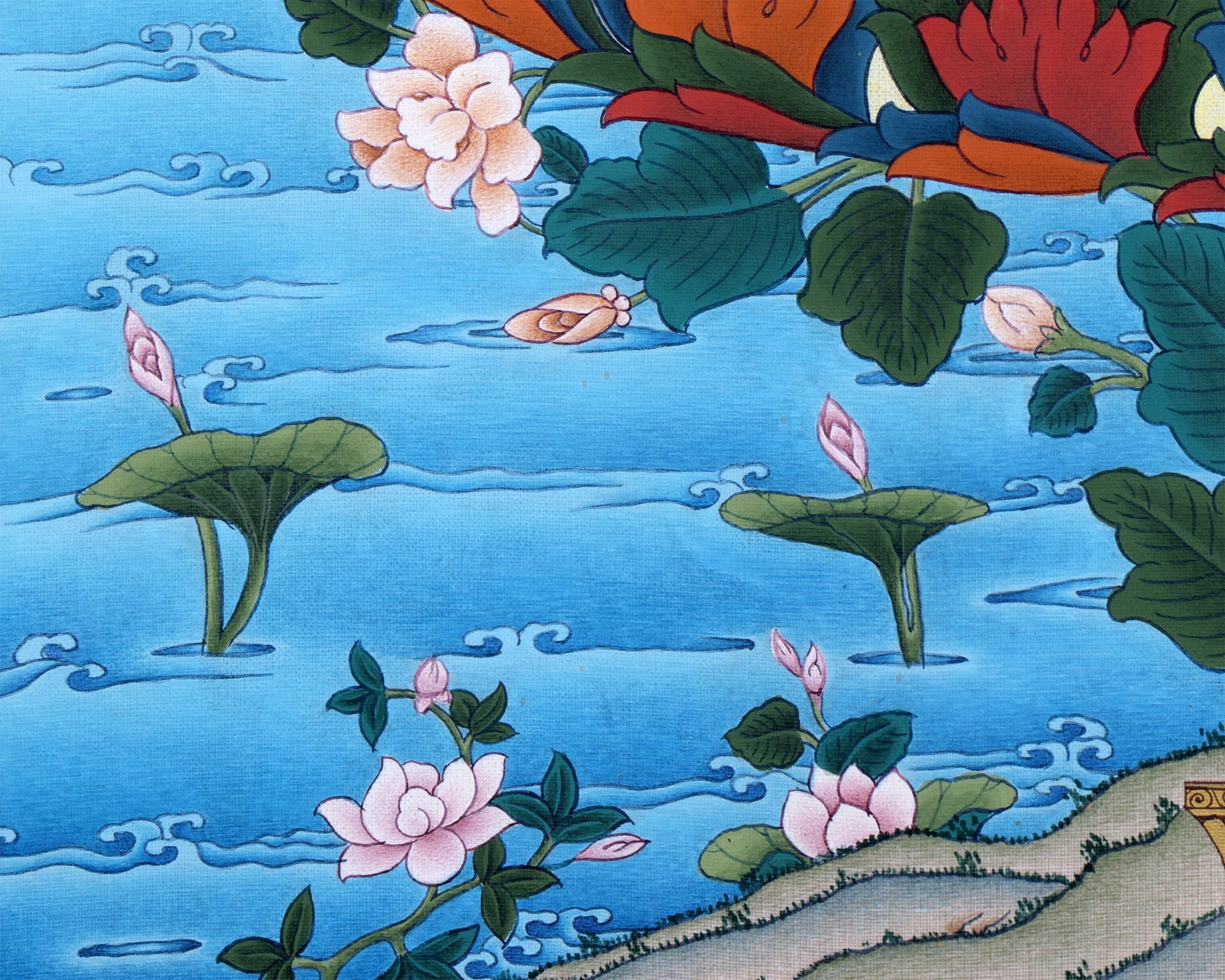 Guru Rainbow Body, Padmasambhava Thangka, Tibetan Art