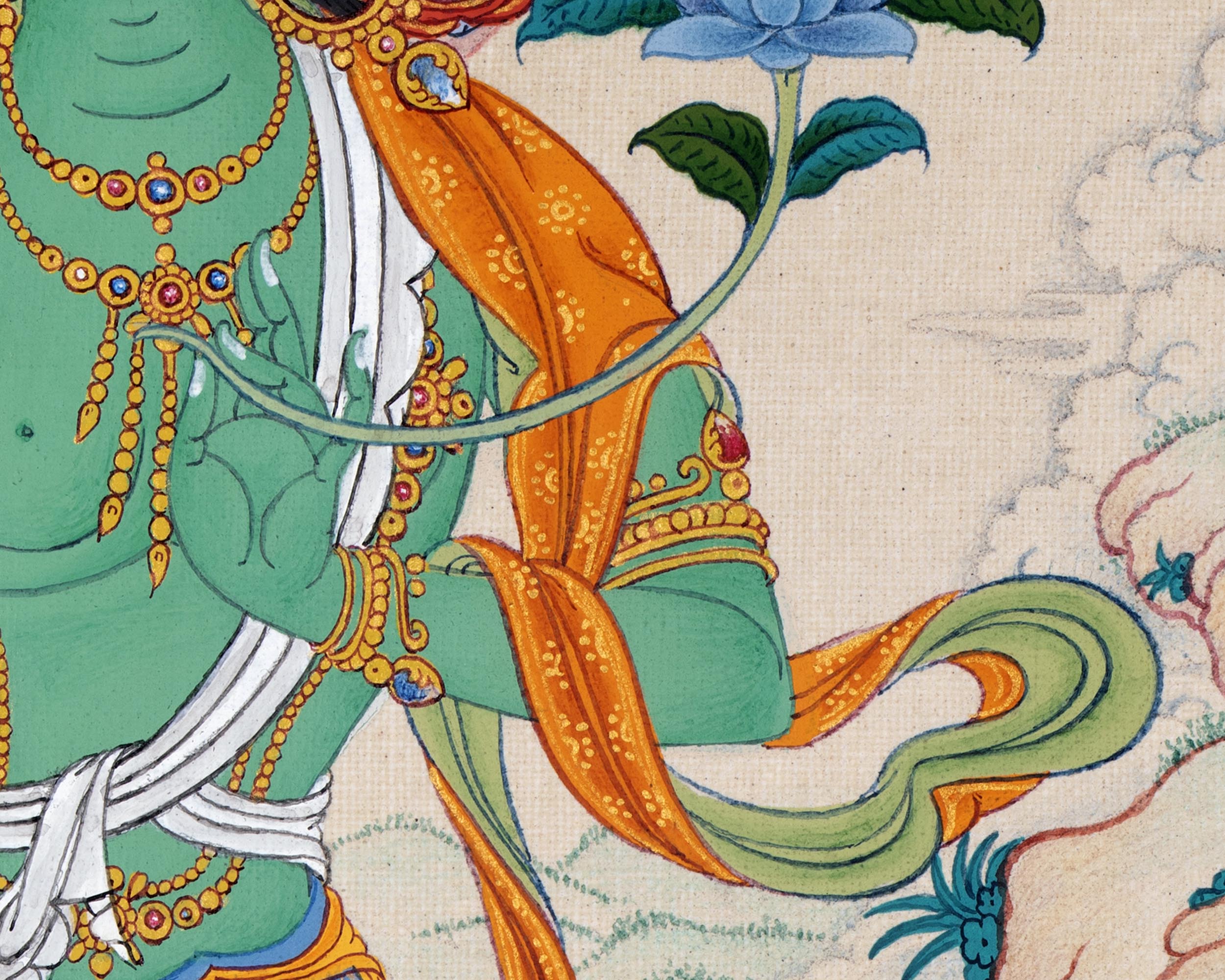Green Tara | Female Buddha | Tibetan Buddhist Thangka