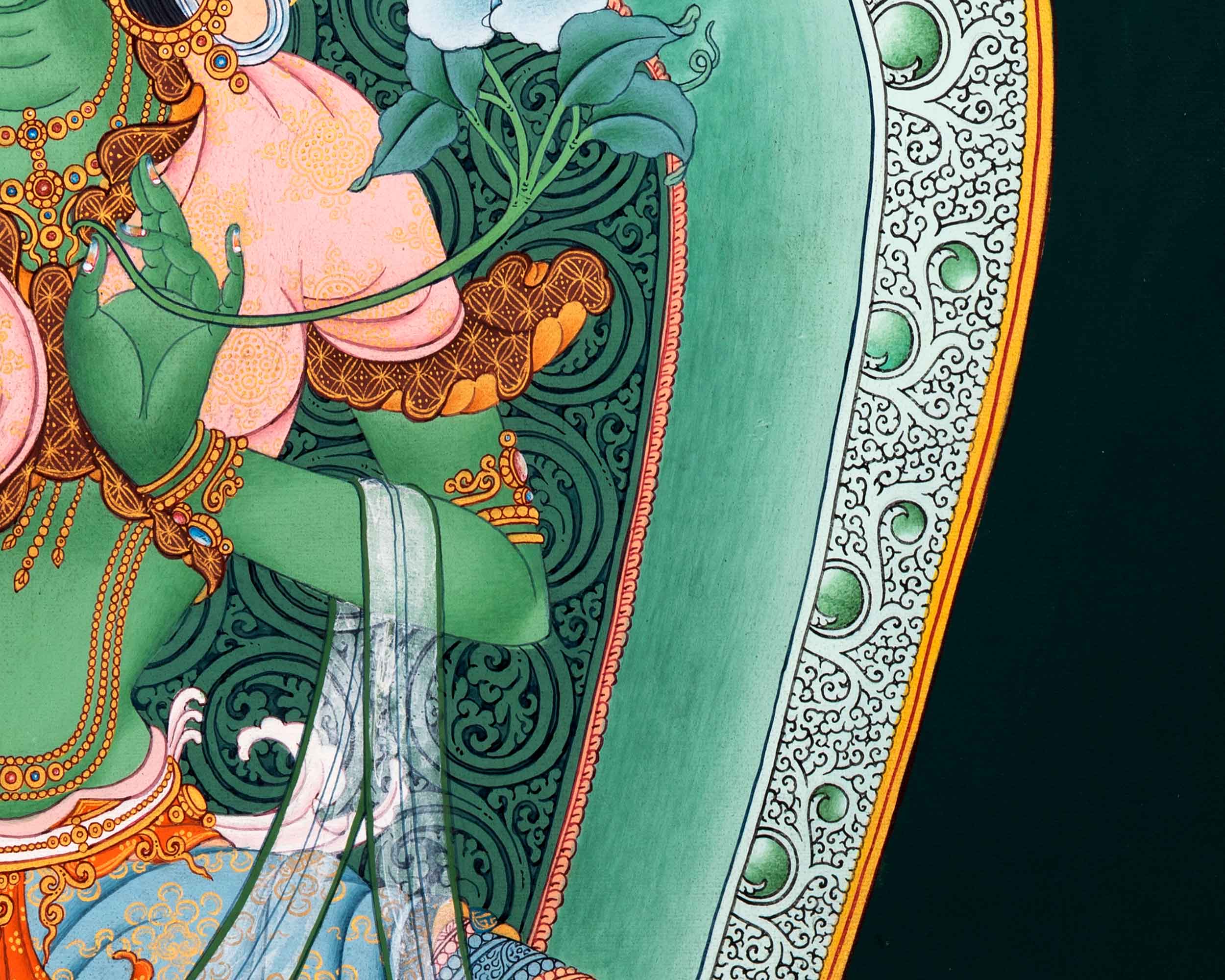 Green Tara Mother Thangka | Traditional Female Buddha Art