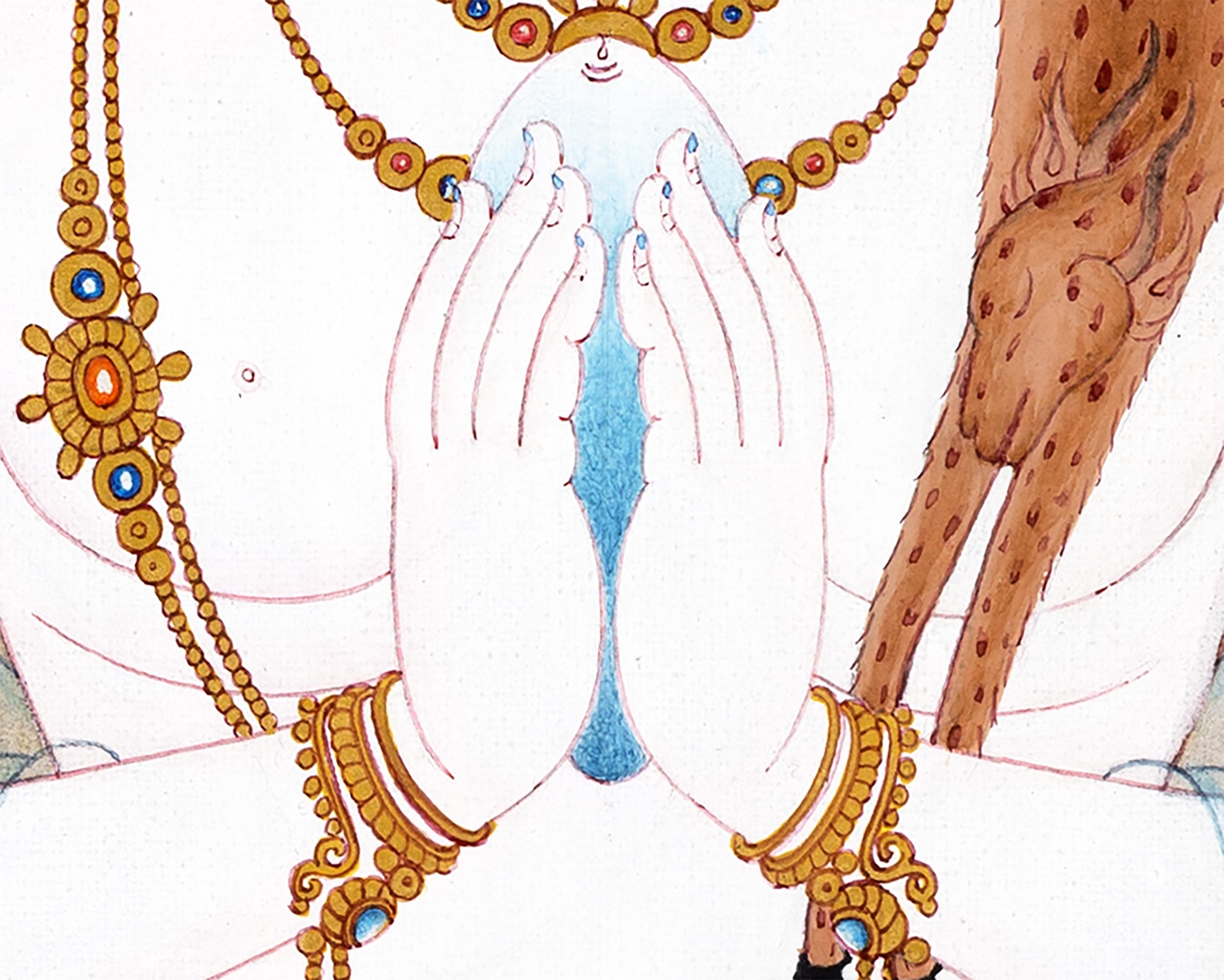 Chenrezig | Four Arms Avalokiteshvara Thangka | Bodhisattva Painting