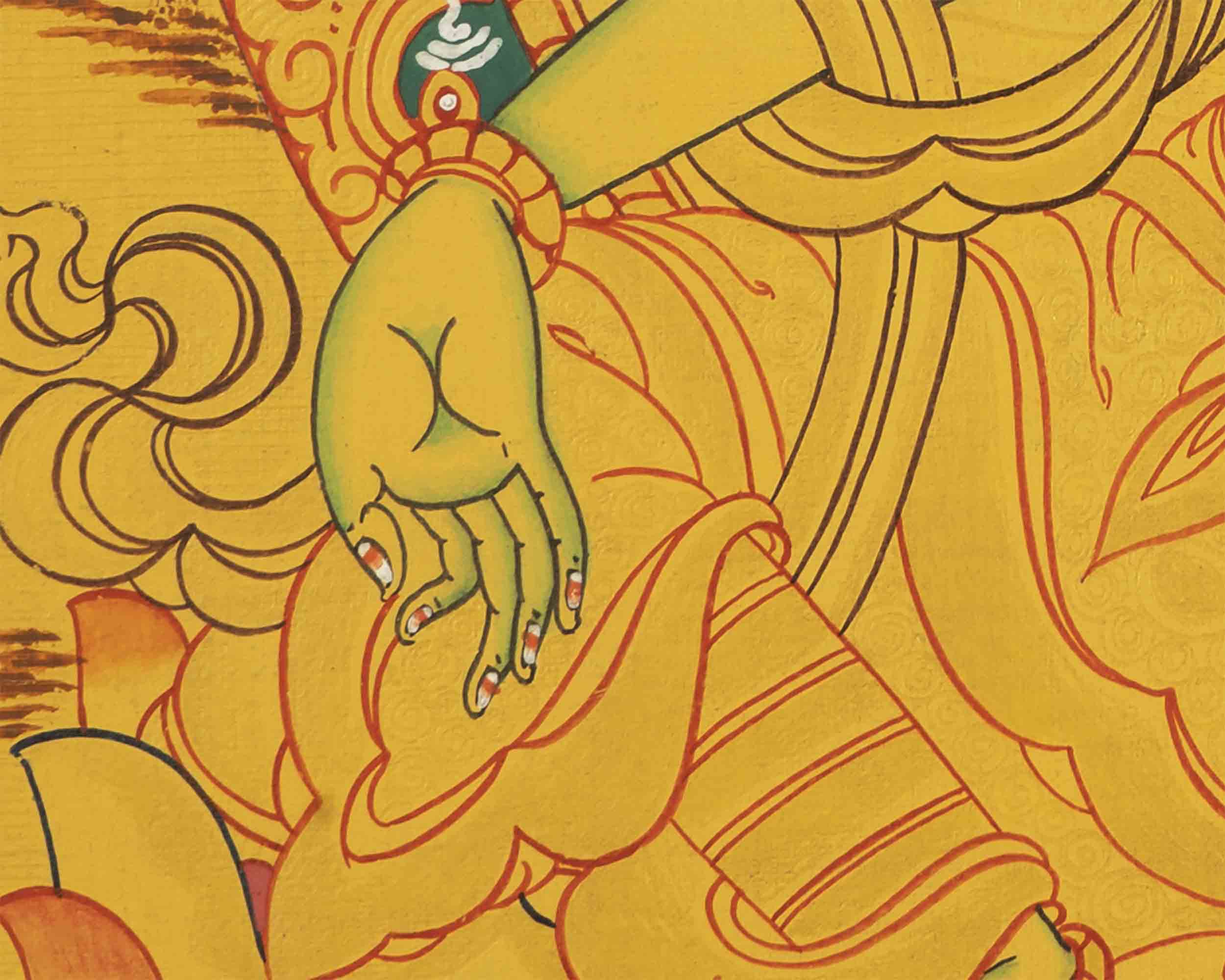 Hand-Painted Green Tara | Tibetan Wall Decor Thangka
