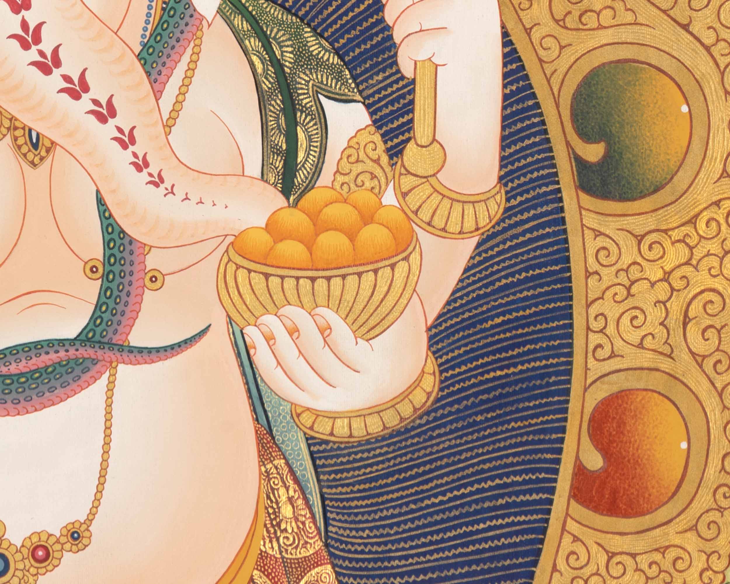Ganesh Thangka Painting | Hand Painted Buddhist Artwork