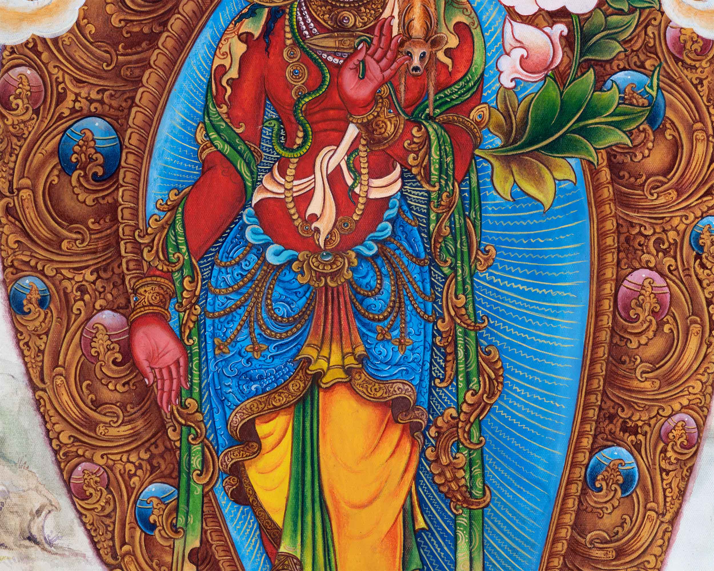 Newari Pauva Avalokitesvara Painting For Wall Decoration | Tibetan Bodhisattva Of Compassion