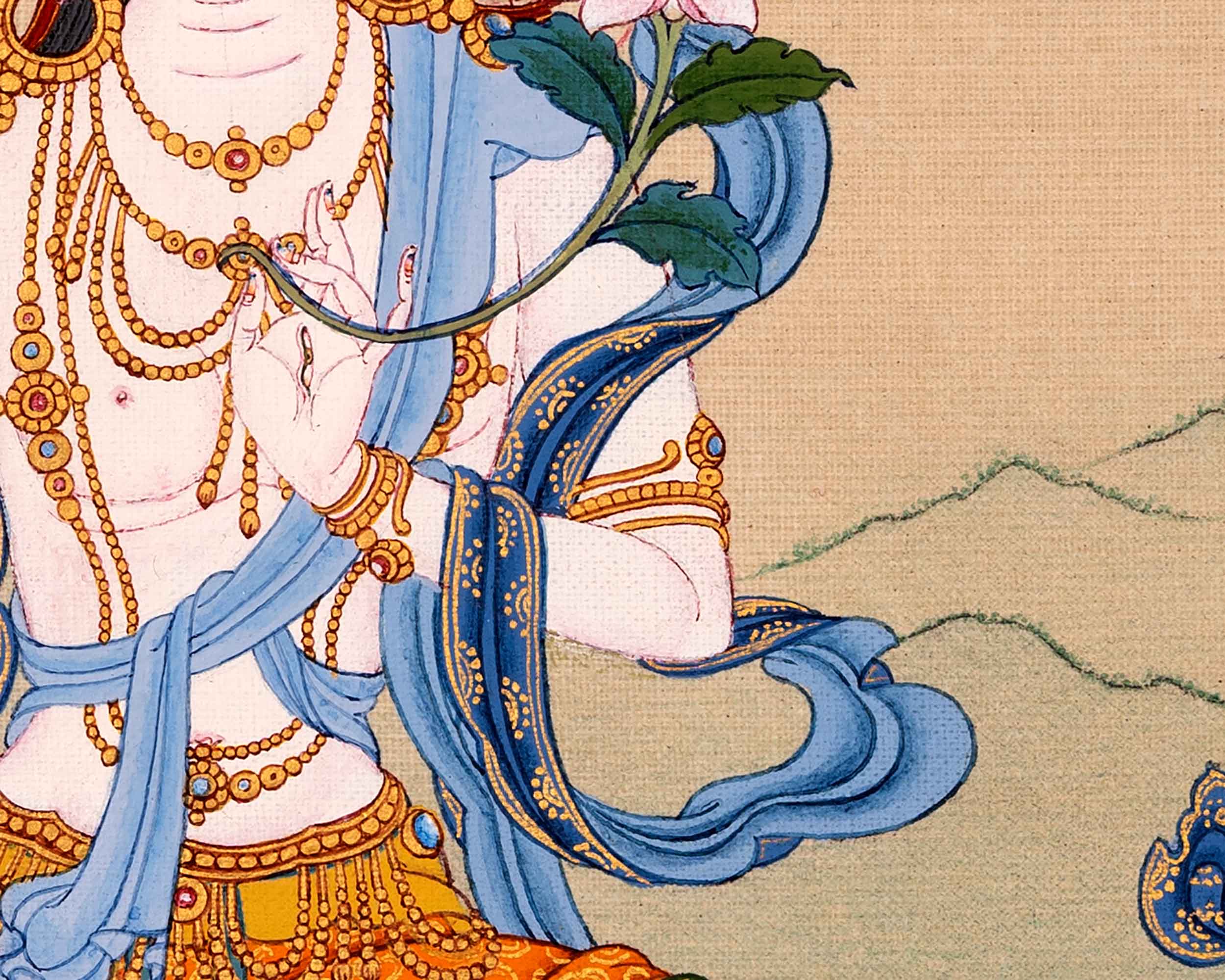Tibetan White Tara Thangka | Traditional Tibetan Buddhist Art