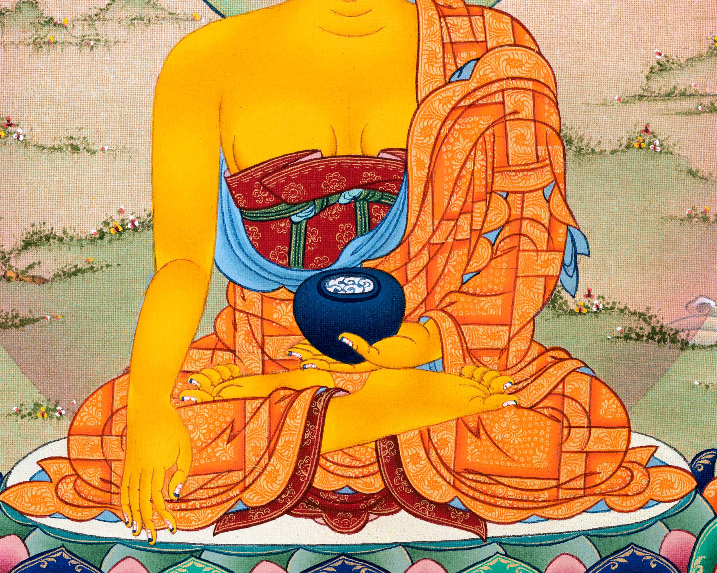 High-Quality Giclee Buddha Print On Cotton Canvas | Traditional Art Of Shakyamuni Buddha