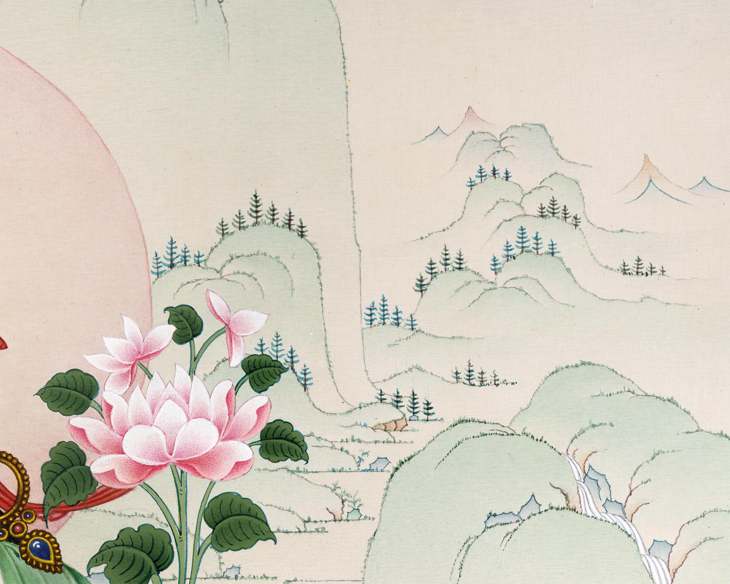 White Tara Thangka | Traditional Tibetan Stone Color White Tara Painting