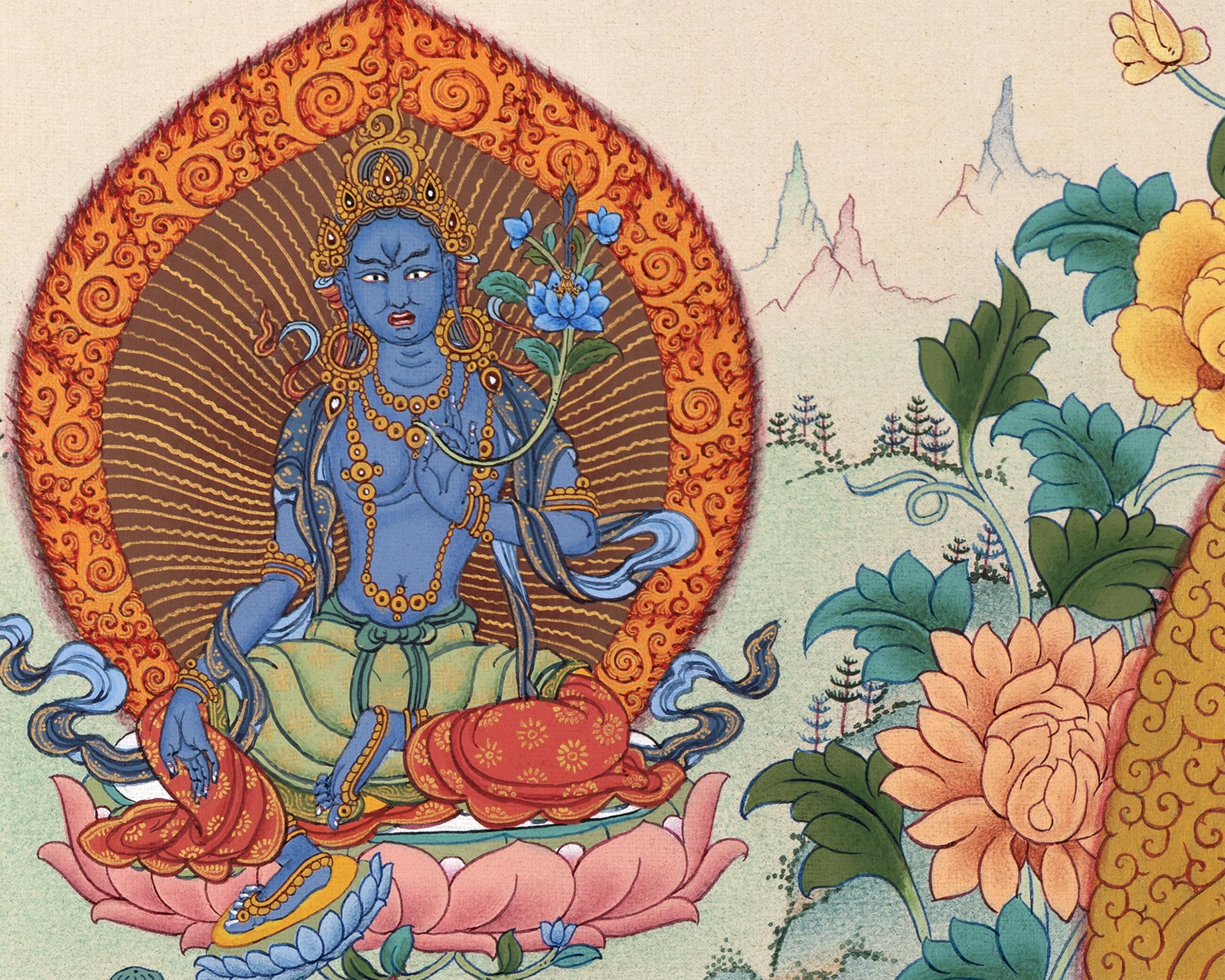 21 Tara Print | Twenty-One Tara Thangka Print of the Chandragomin Tradition