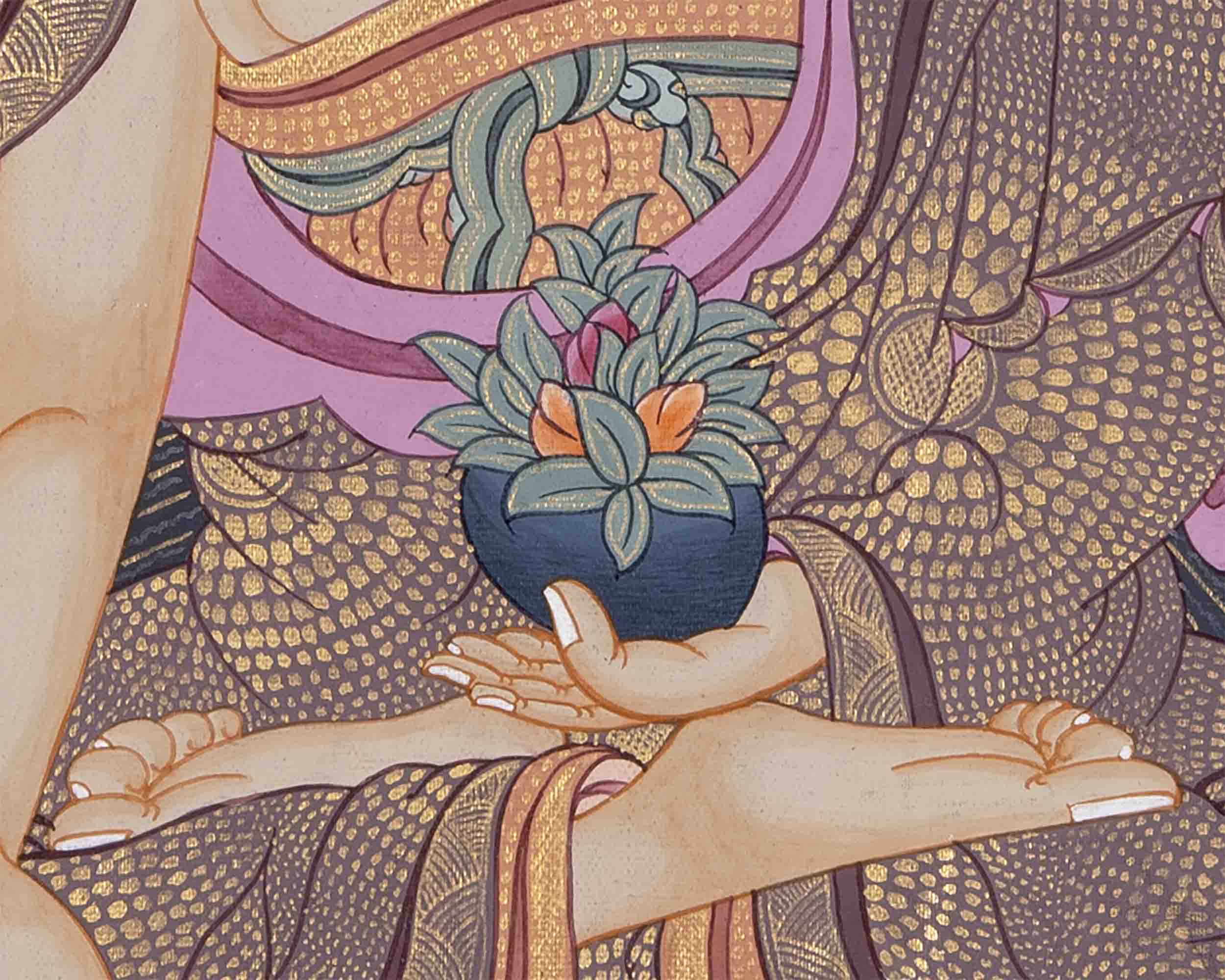 Shakyamuni Buddha With Brocade | Wall Decor Painting