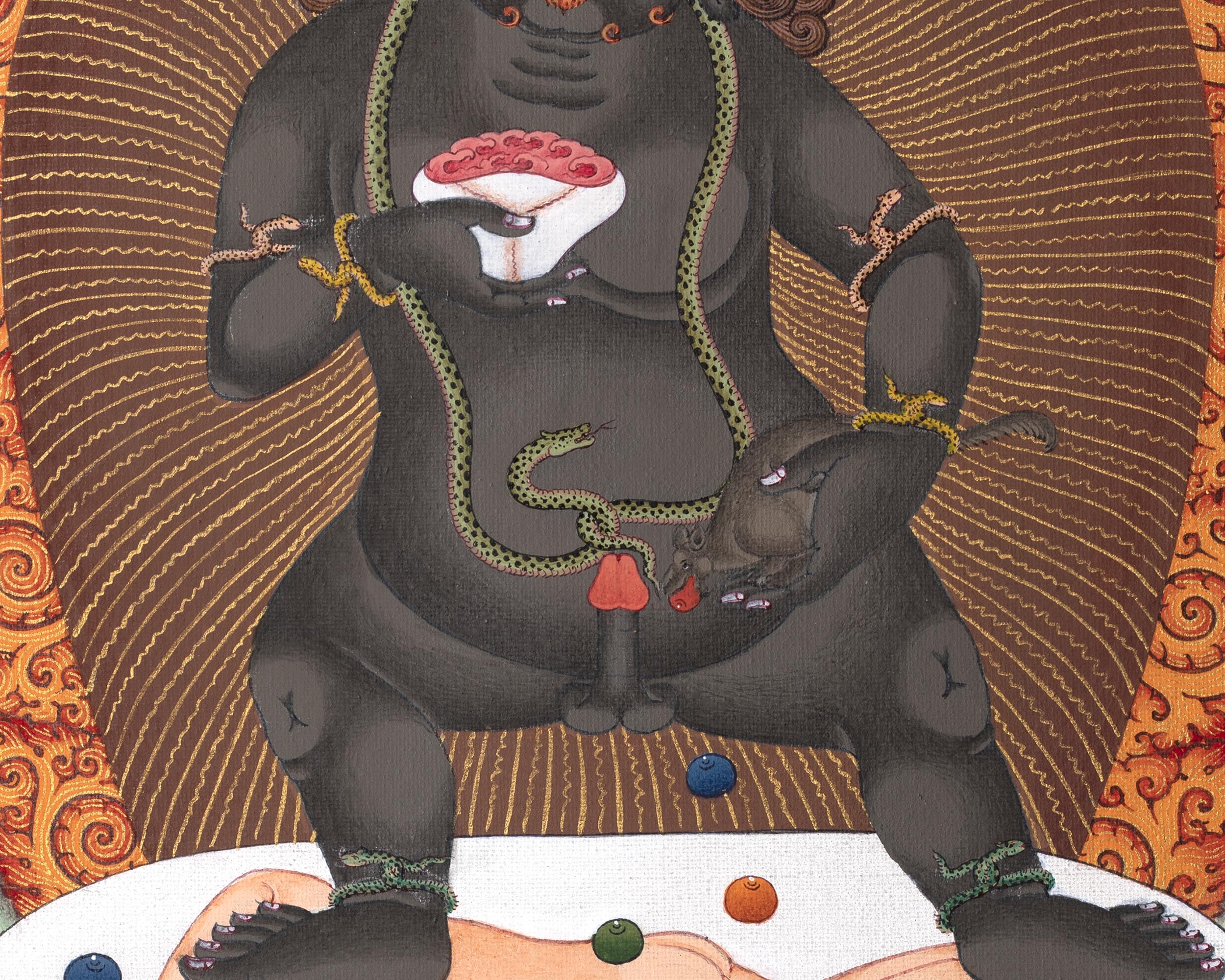 Black Dzambhala Thangka | Himalayan Painting | Jambala Art