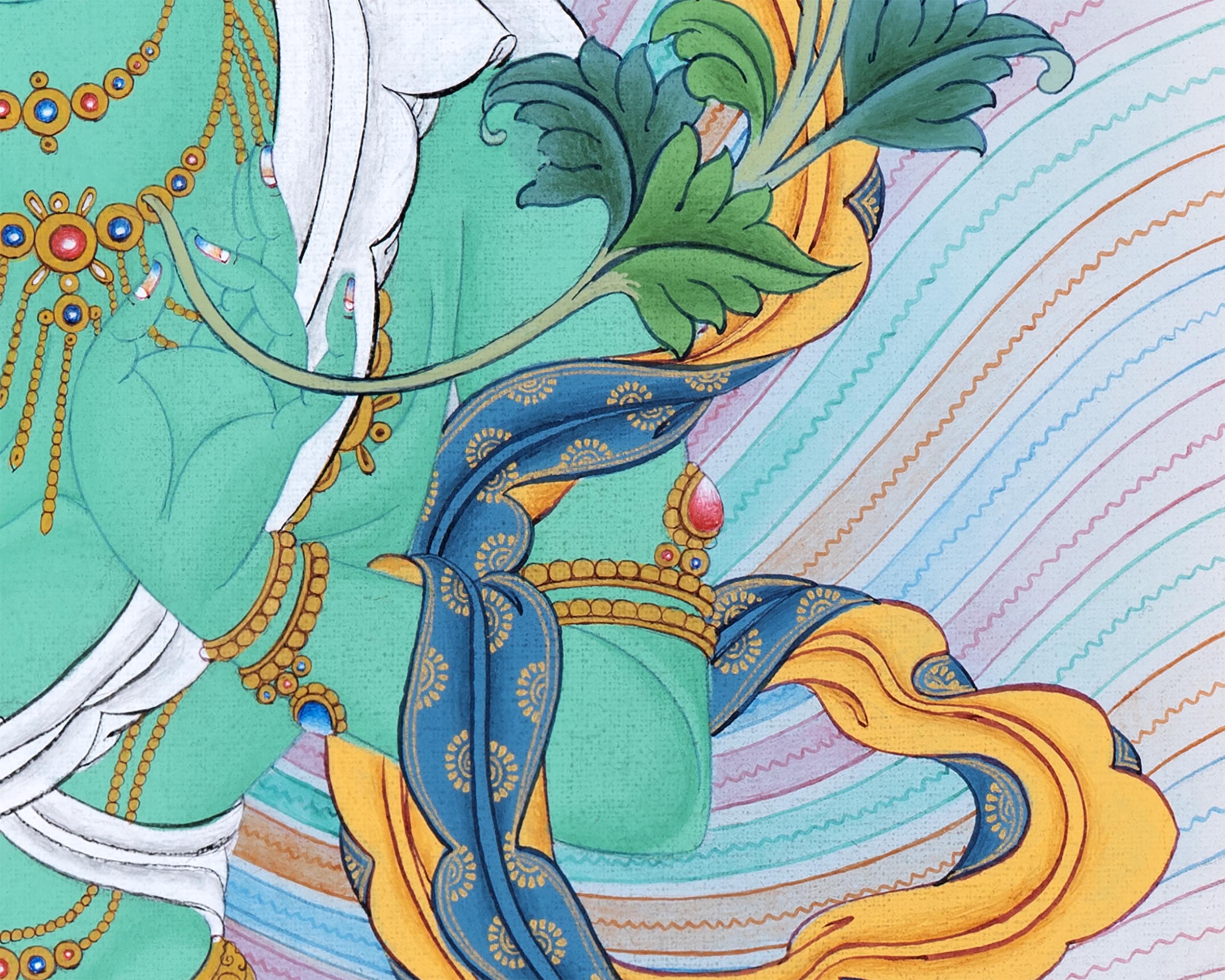Green Tara Art | Female Buddha Thangka | Bodhisattva