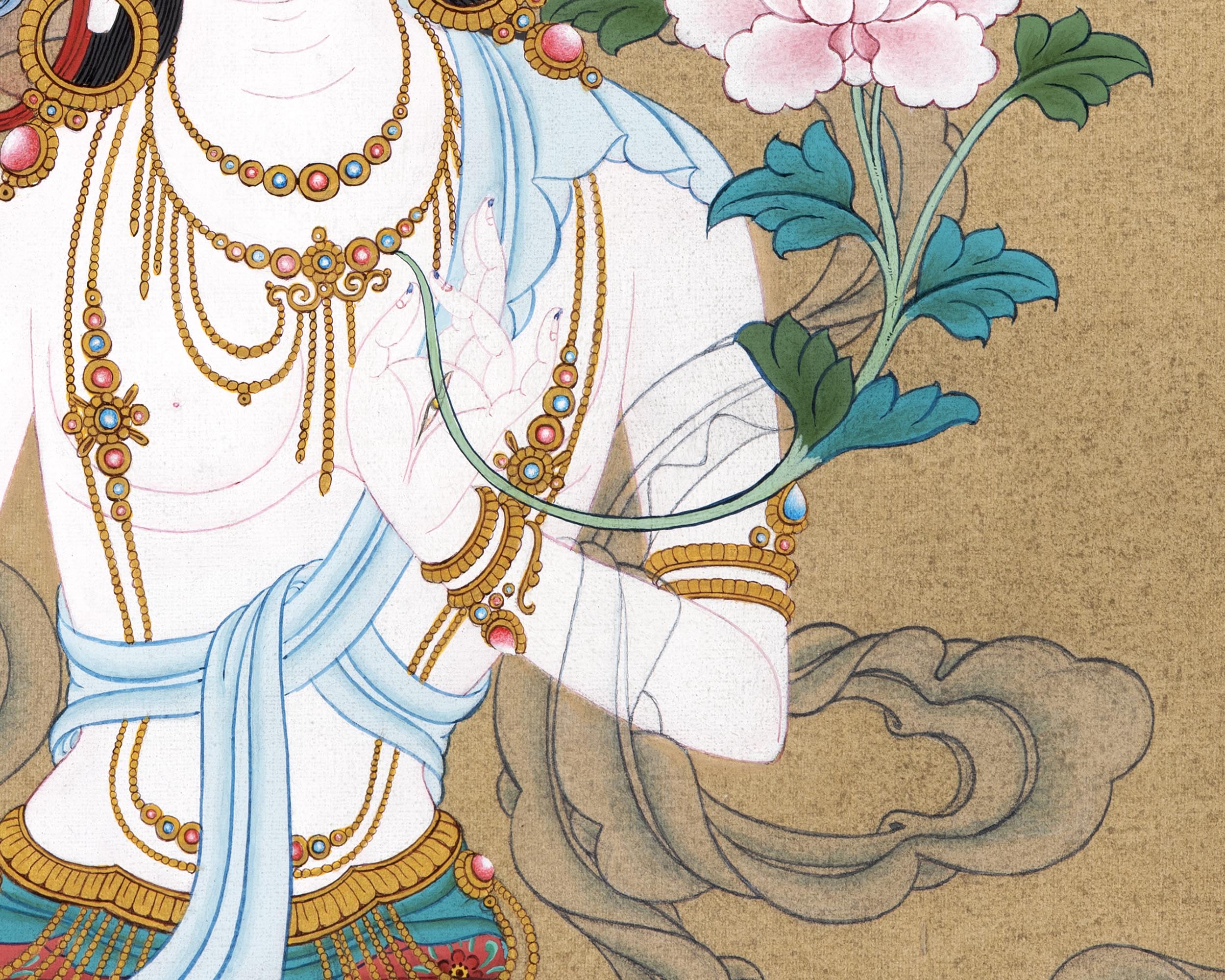 Large White Tara Thangka | Traditional Buddhist Art