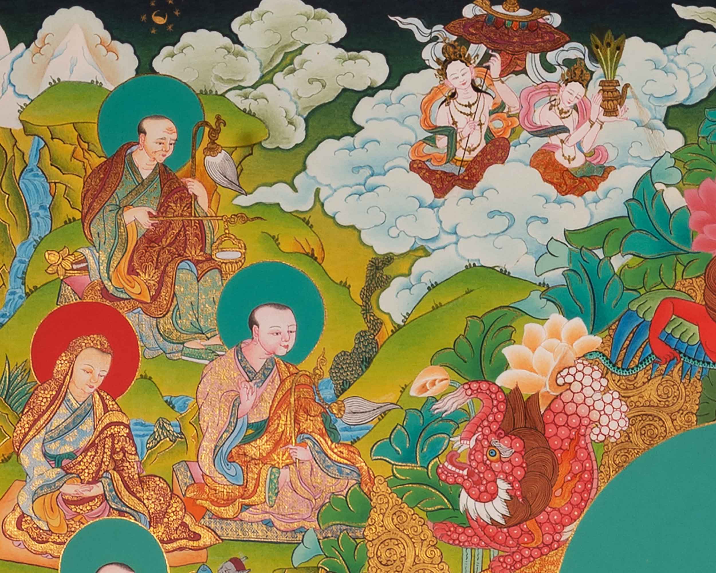 Shakyamuni Buddha 16 Arhats Thangka Painting | Sacred Art for Daily Practice
