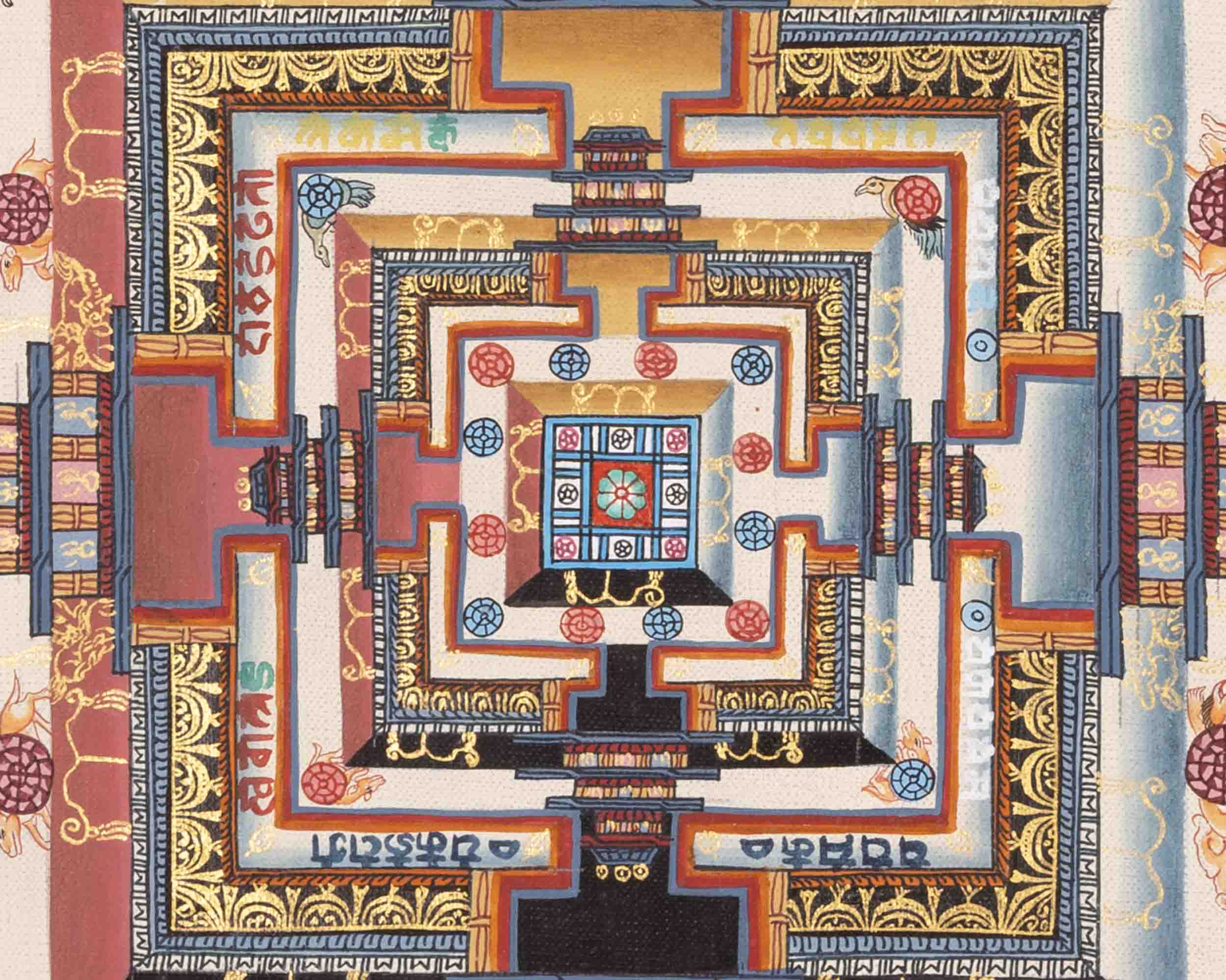 Buddhist Kalachakra Mandala | Tibetan Traditional Thangka | Wall Decors