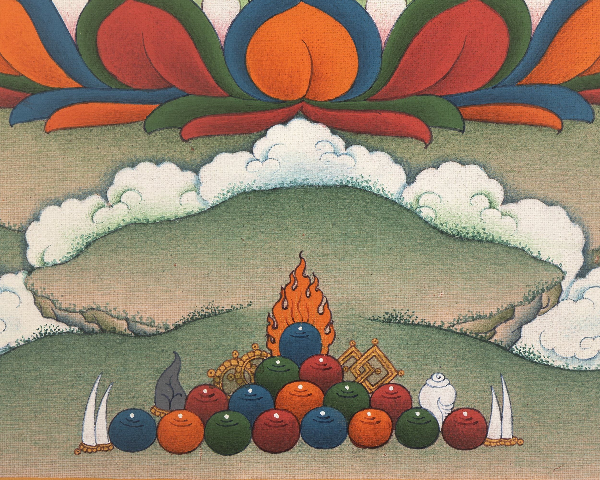 24K Gold Amitabha Thangka with Free Brocade