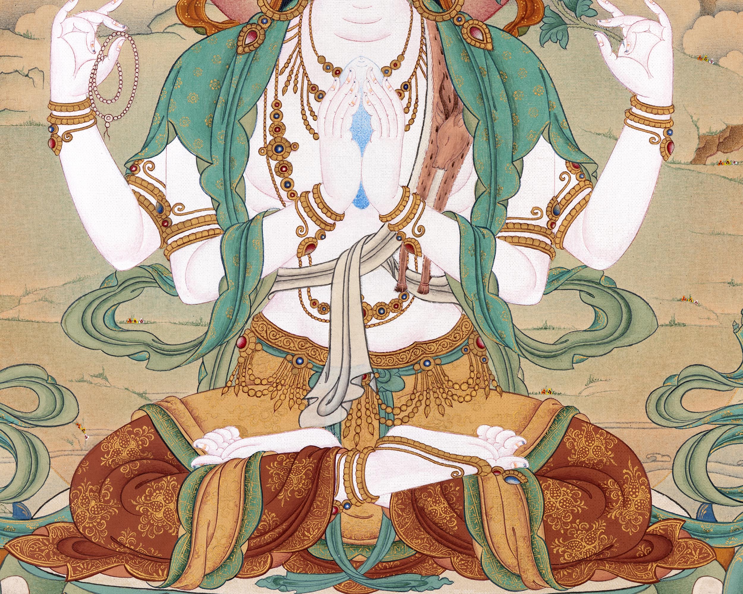 Chenrezig Thangka | Avalokiteshvara | Tibetan Karma Gadri Art