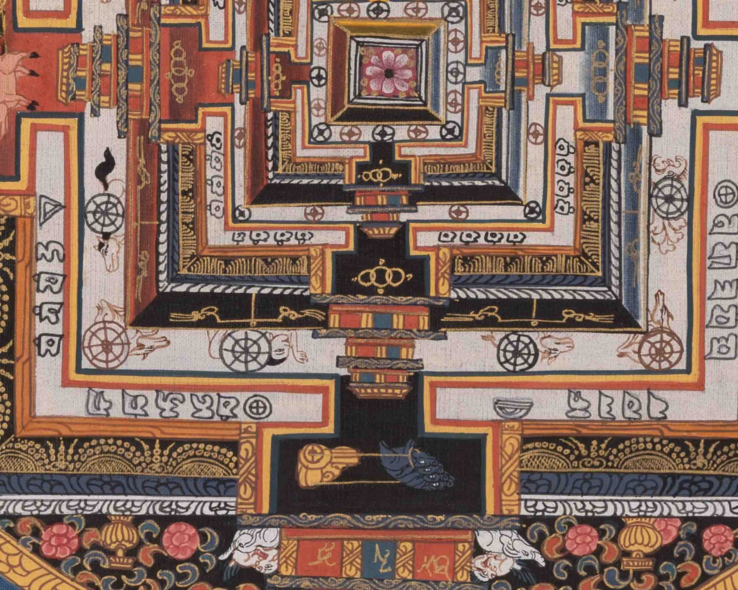 Kalachakra Mandala Thangka | Religious Buddhist Paint | Wall Decors