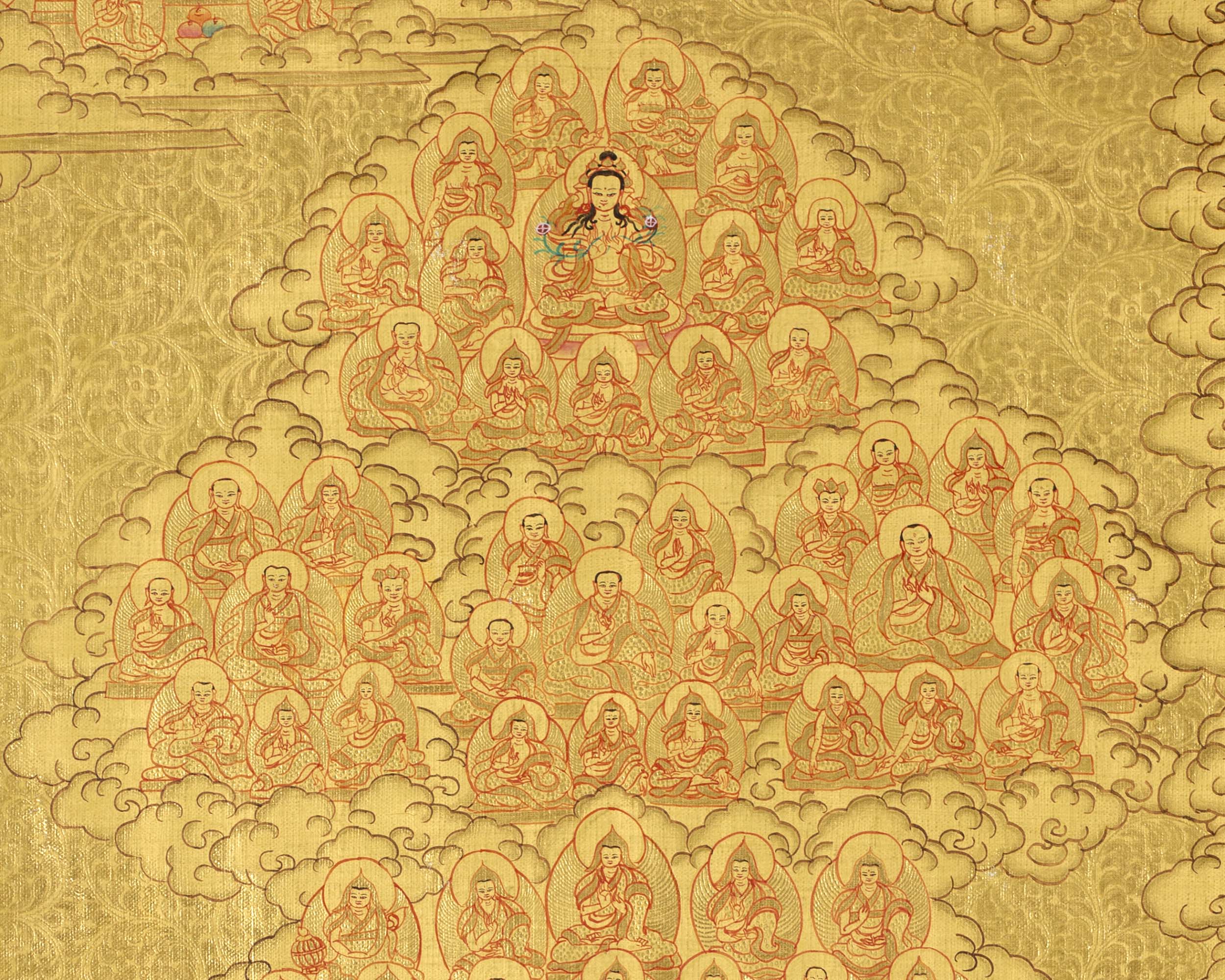 Refugee Tree Thangka | Golden Tsogksing Gelug Thangka