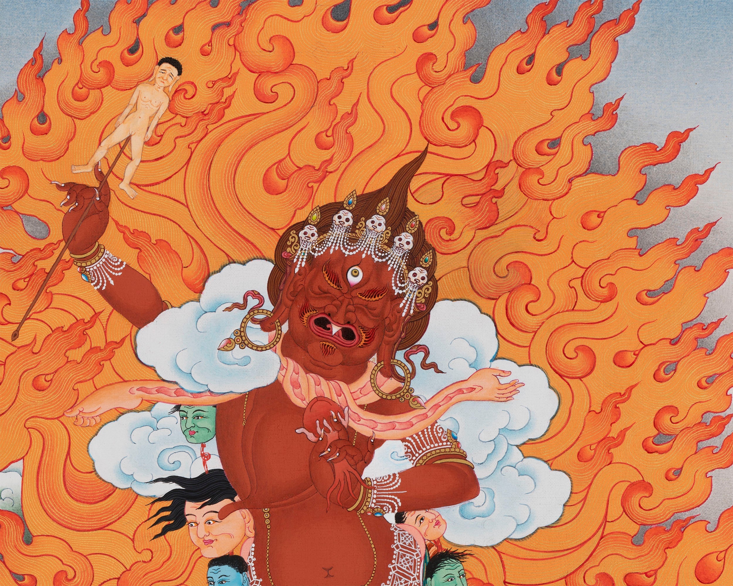 Digital Print On Cotton Canvas For Ekajati Mantra Practice | With Dorje Legpa & Rahula Thangka Print