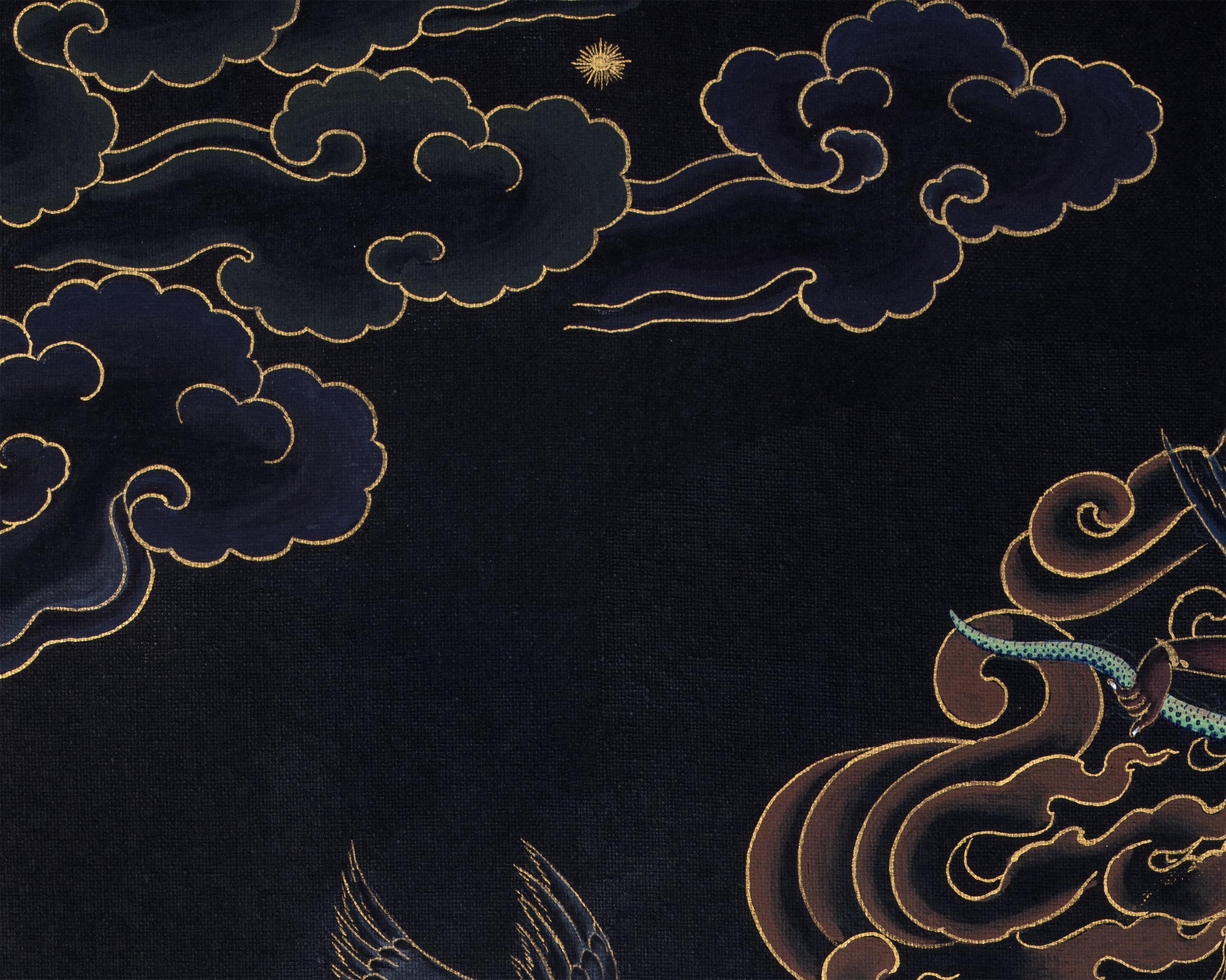 Sakya Mahakala | Black and Gold Thangka | Tibetan Buddhist Art