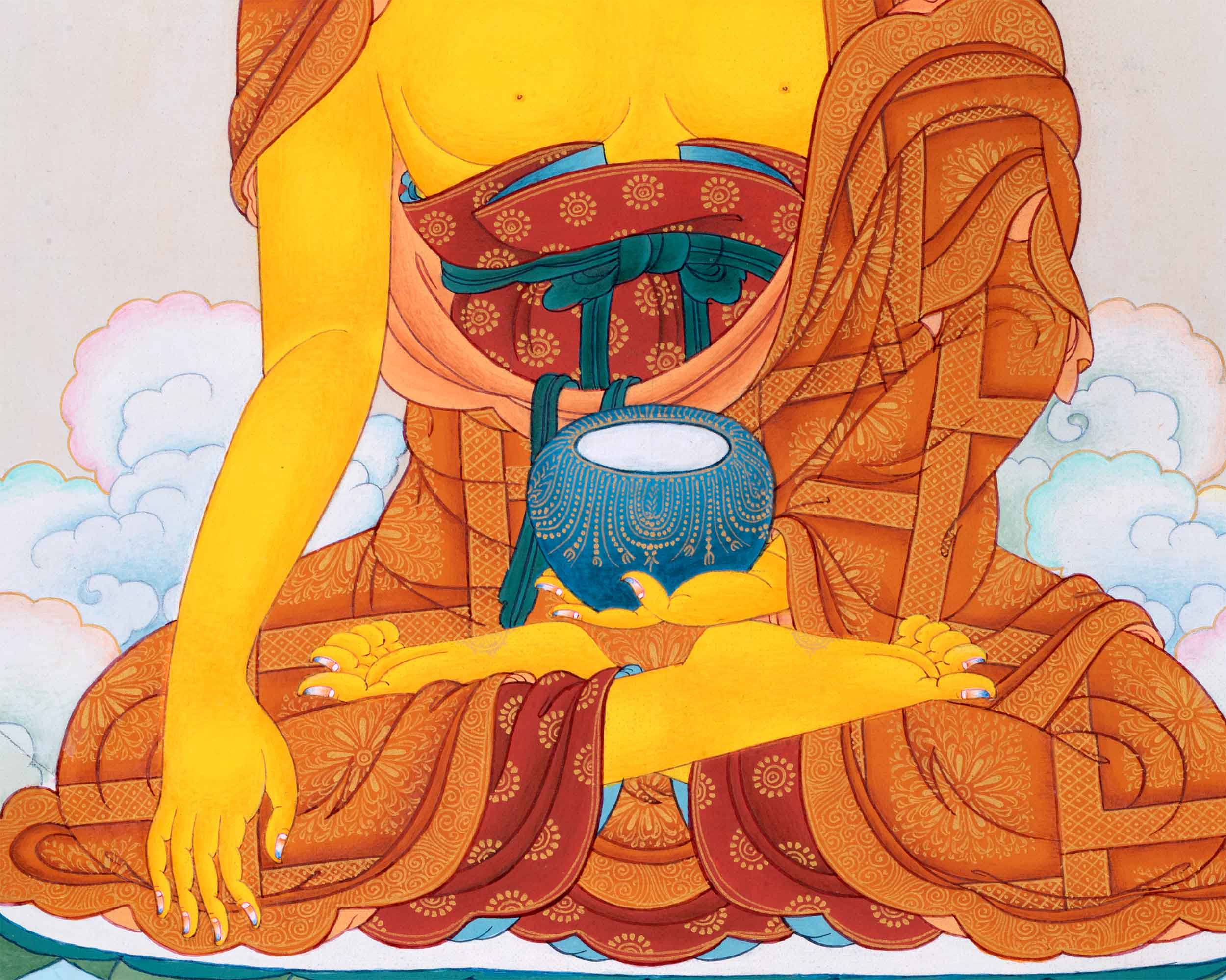 Shakyamuni Buddha Wall Art Decor Thangka Painting | Tibeta Himalayan Thangka Art On Cotton Canvas