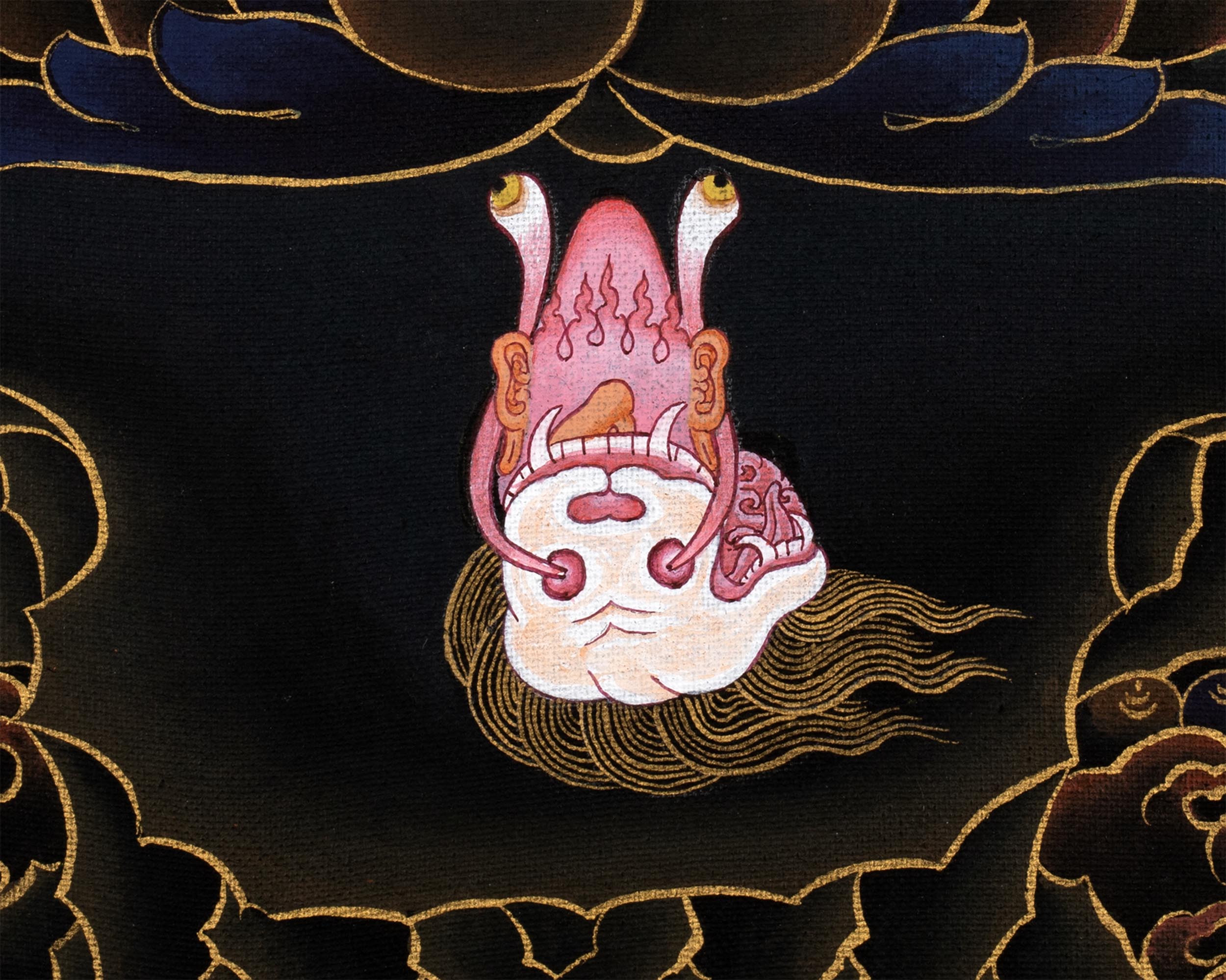 Mahakala Bernagchen Thangka | Traditional Black and Gold Painting