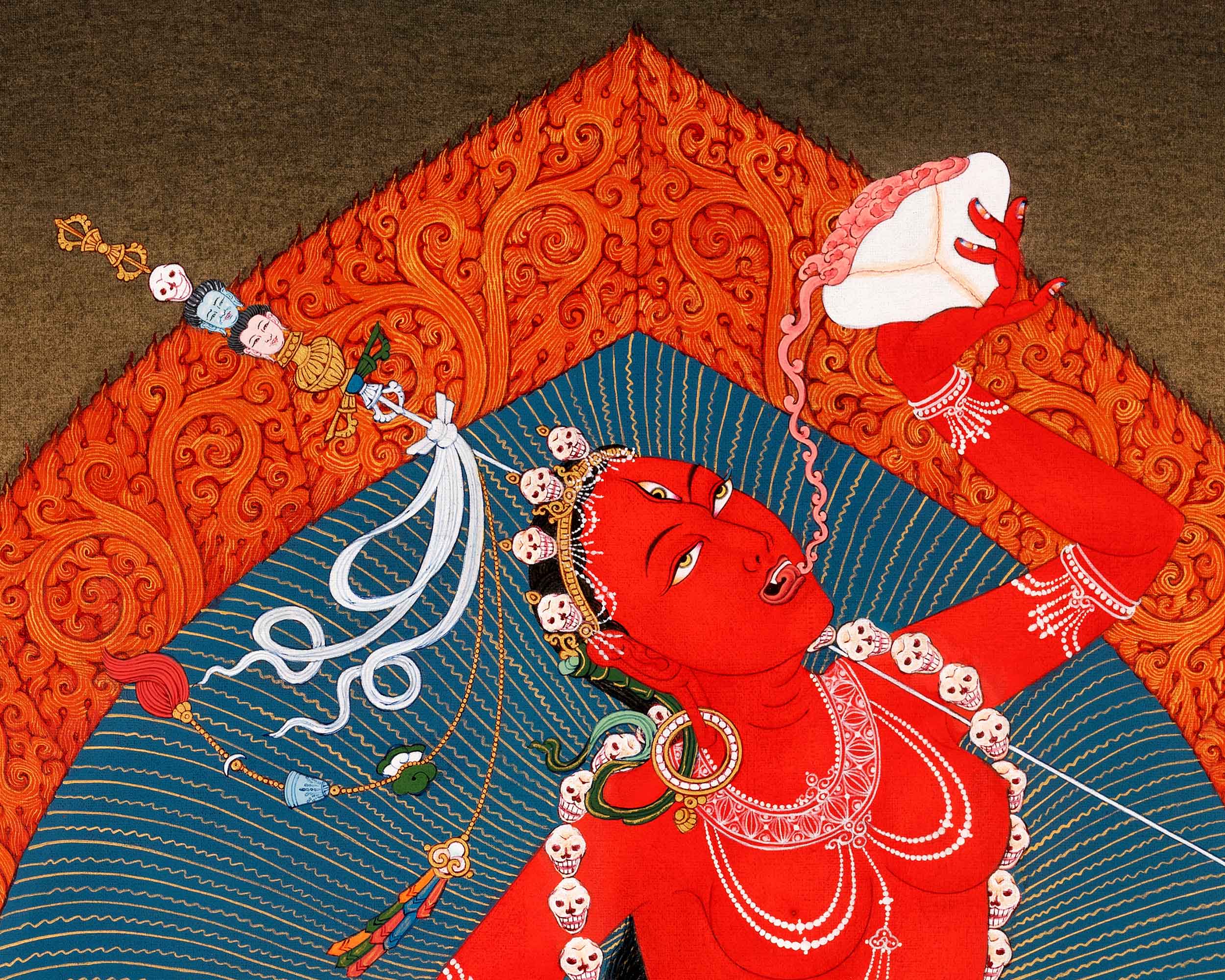 Vajrayogini Practice Hand Painted Thangka | Tibetan 24K Gold Dakini Painting