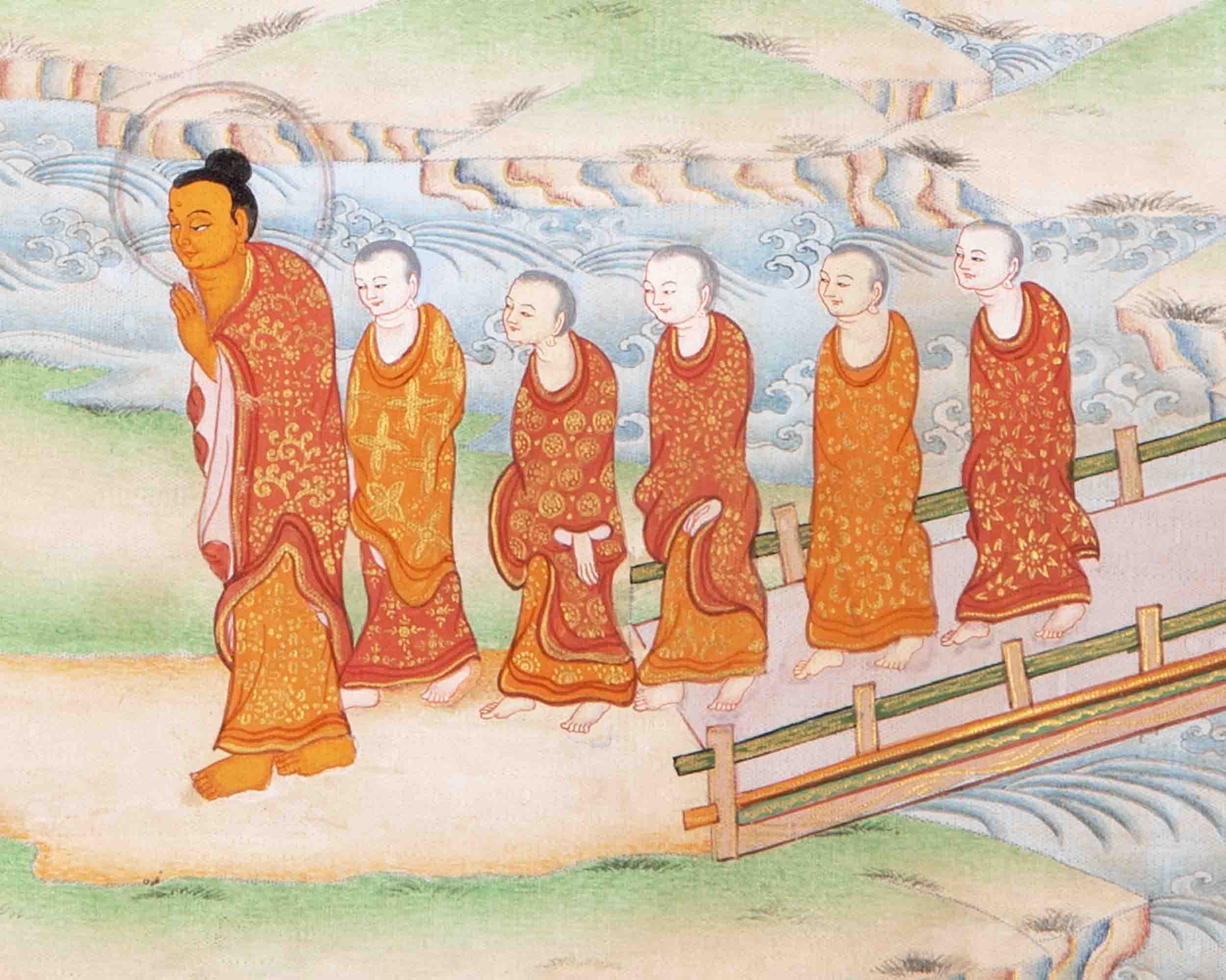 30+ Years Old Thangka With Dhaka Fabric Brocade | Wall Hanging