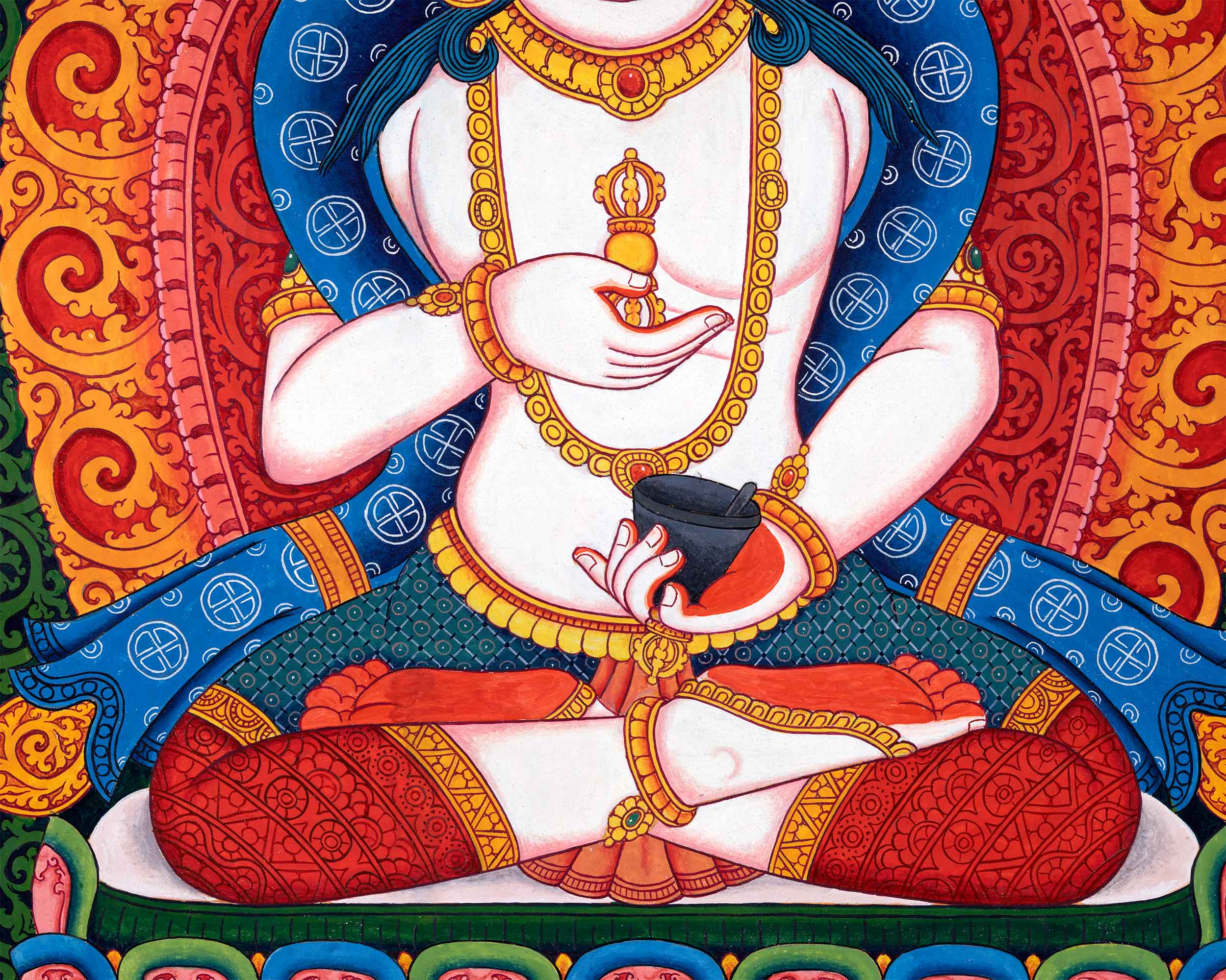 Newari Pauba Art Print For The Practice Of Vajrasattva Mantra | Om Vajrasattva Hum Mantra Practice Art