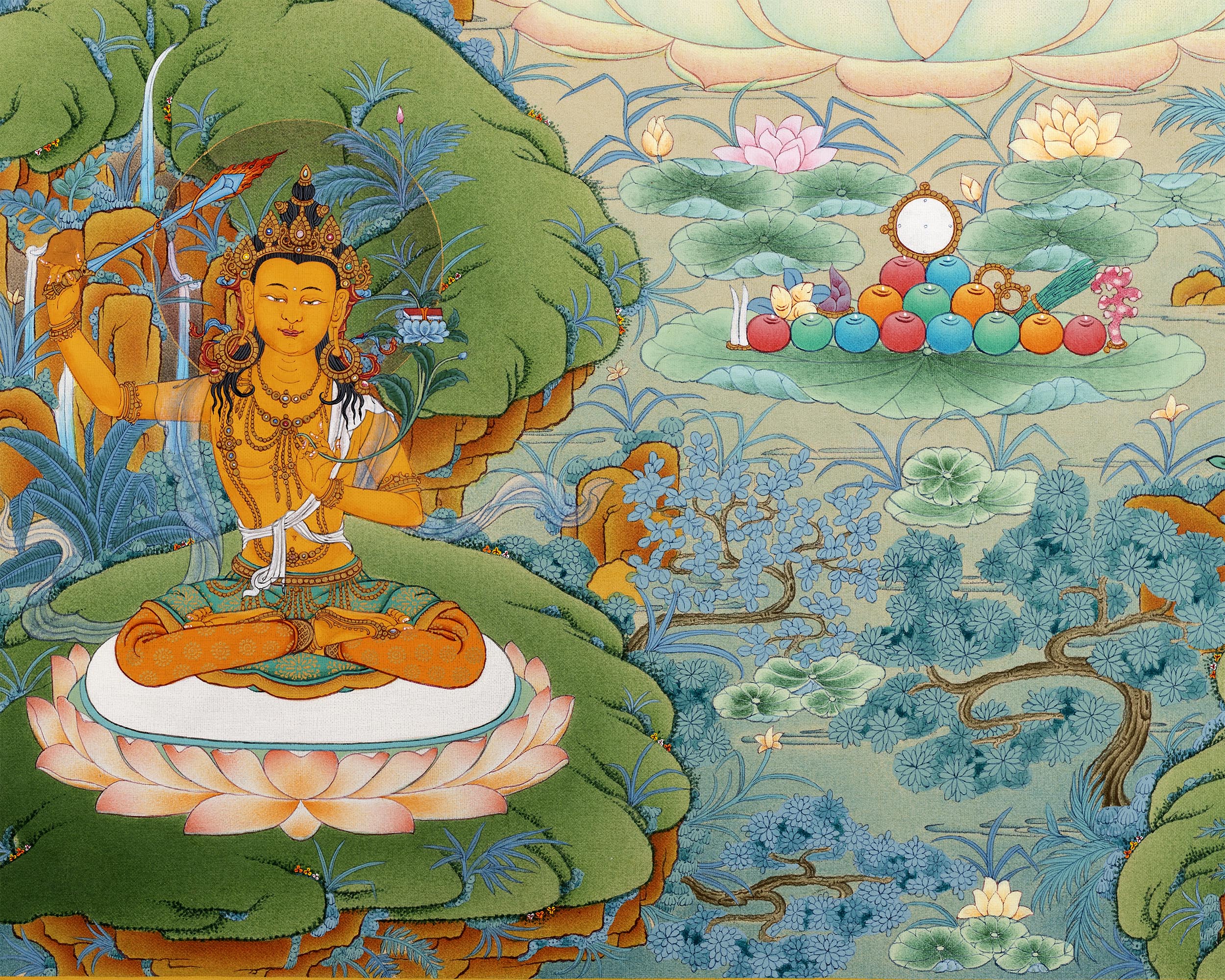 Bodhisattva Thangka | Avalokiteshvara, Manjushri, Vajrapani | Traditional Tibetan Art
