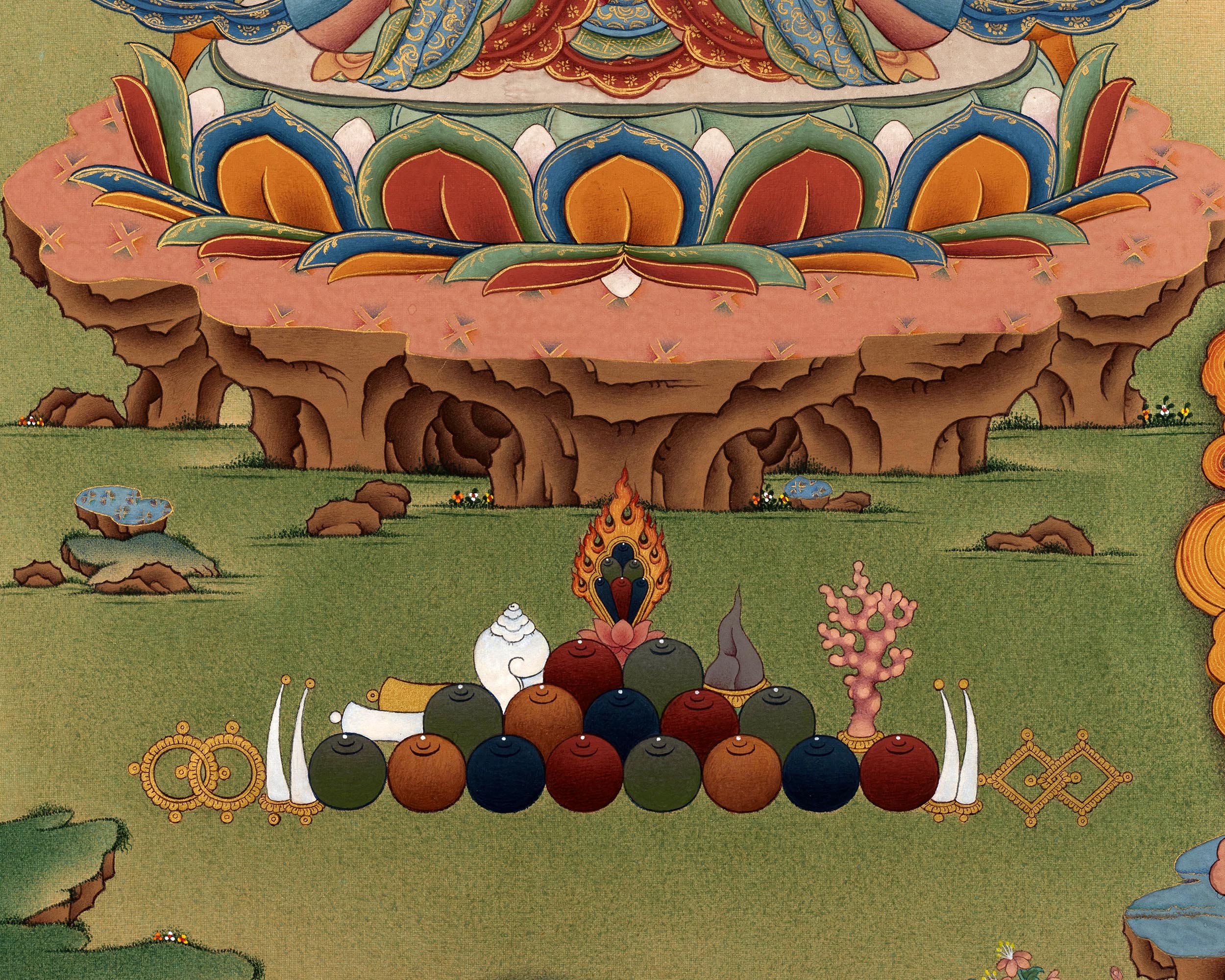 Bodhisattva Thangka | Chenrezig, Manjushri, Vajrapani | 24K Gold Tibetan Art