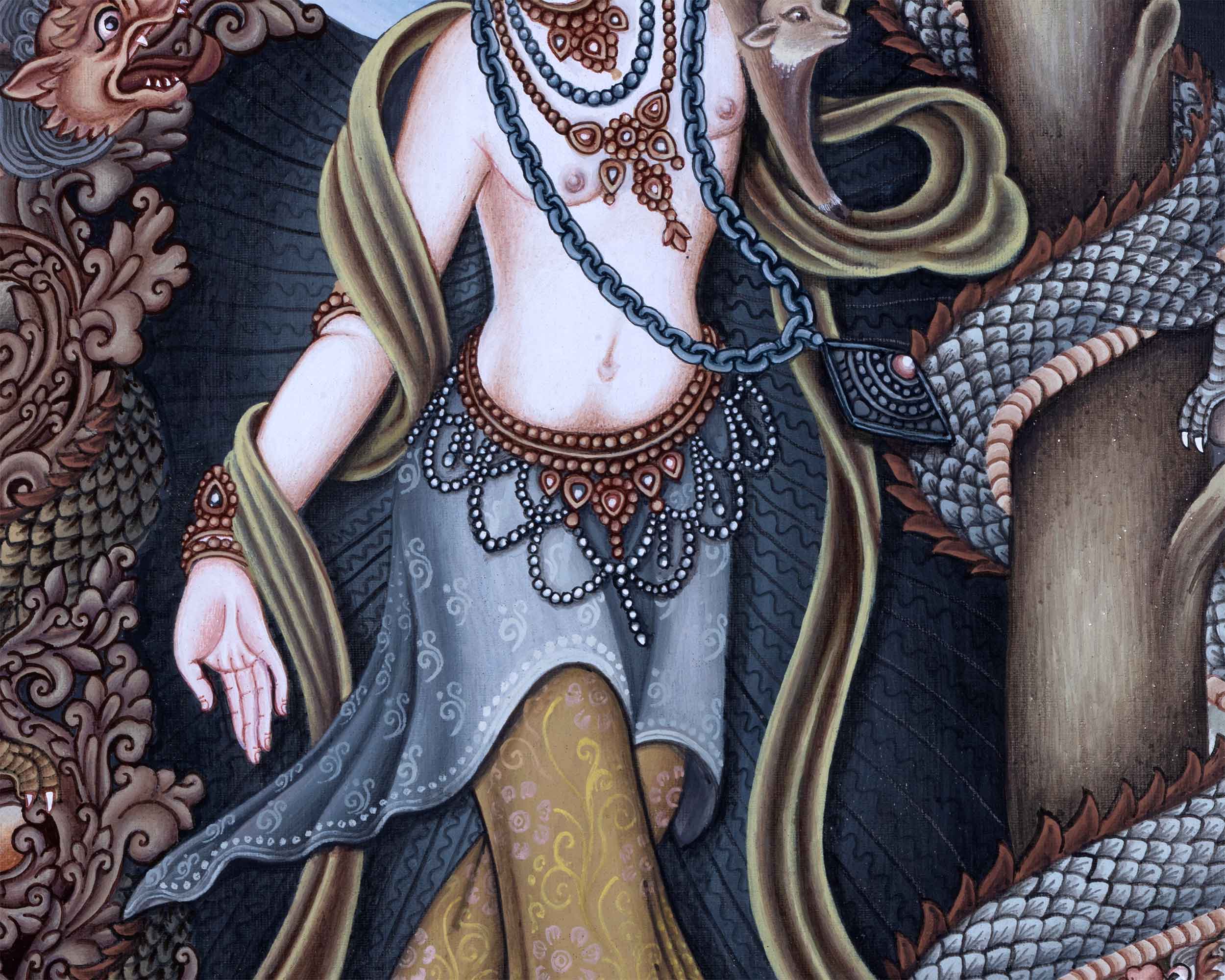 Arya Avalokiteshvara Digital Pauba Print | Chenrezig The Bodhisattva Of Compassion Art