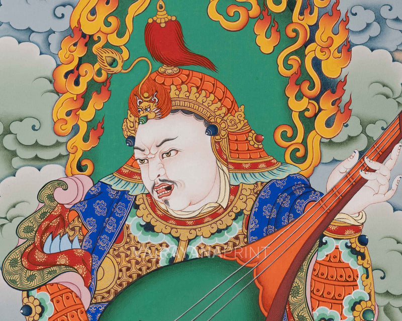 Traditional Canvas Art Of Dhritarashtra Uvacha | Four Guardian Kings, Celestial Musicians