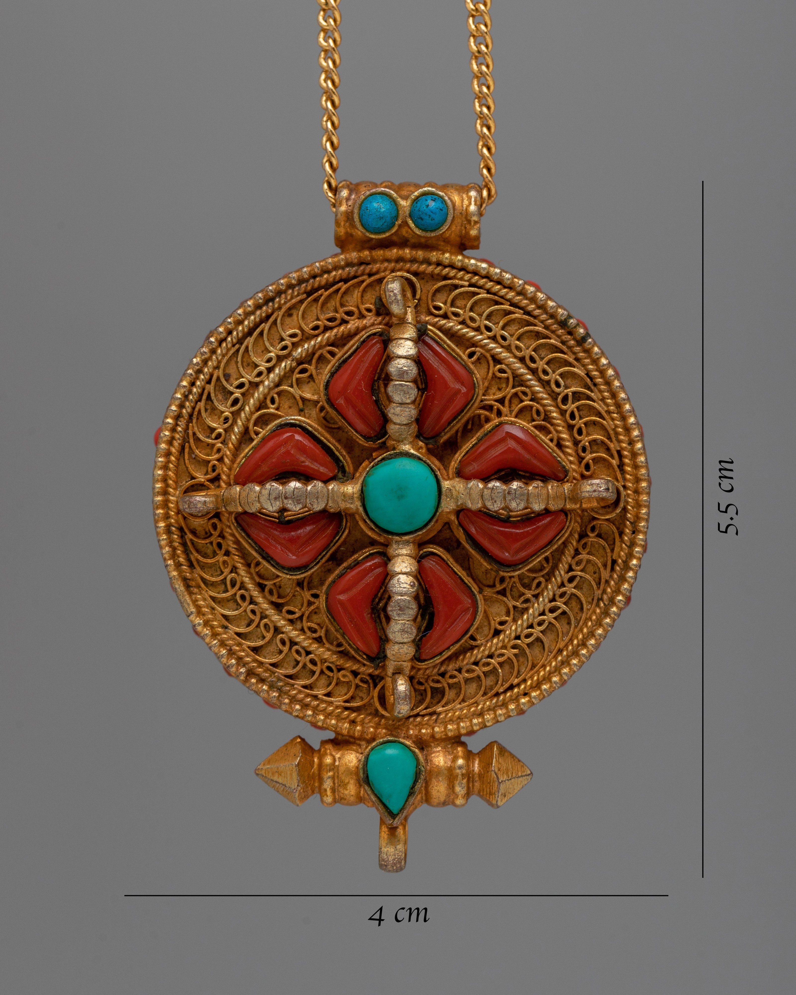 Double Vajra Ghau Box Locket | Portable Ghau Amulet