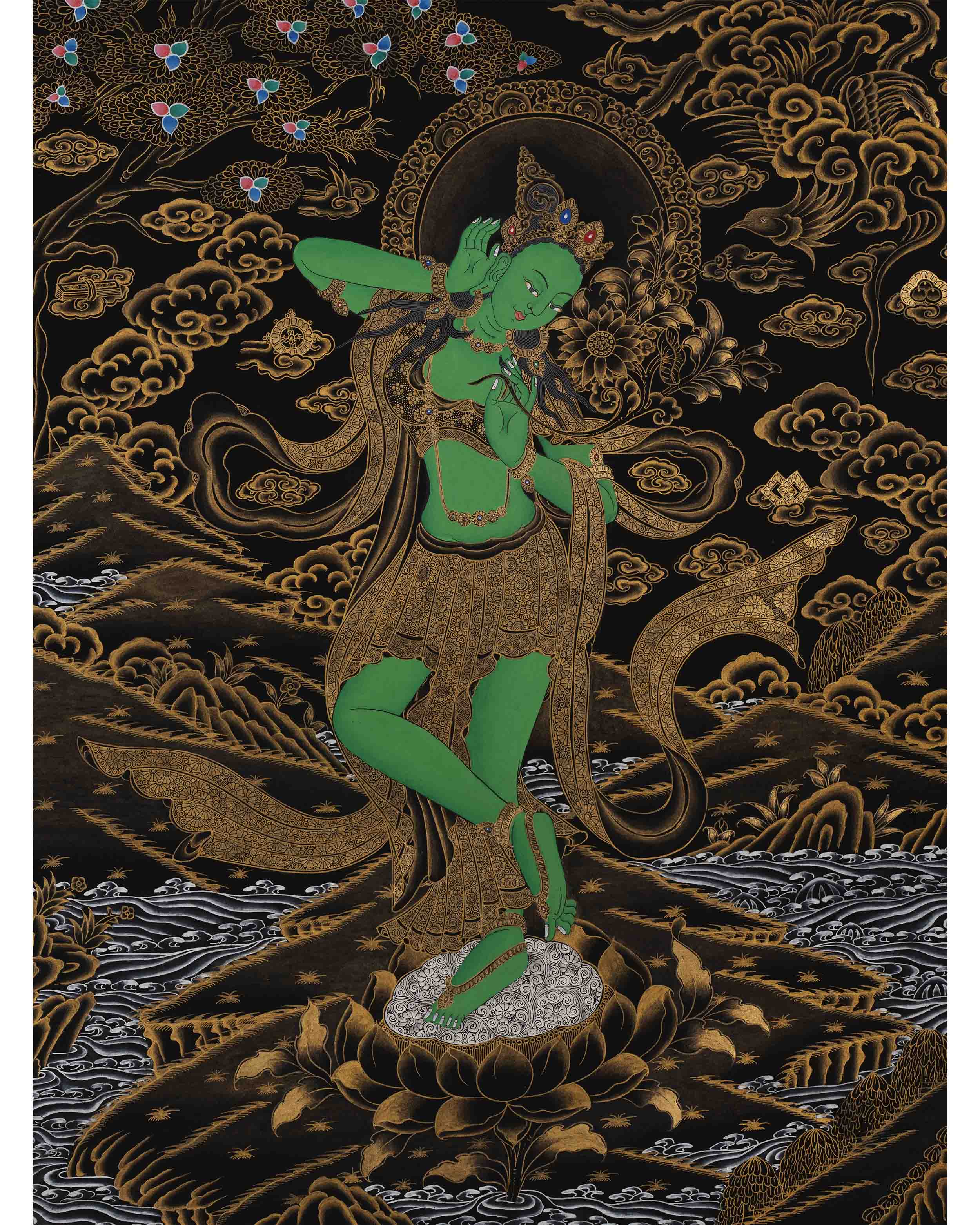 Green Tara Thangka | Tibetan Buddhism Thangka
