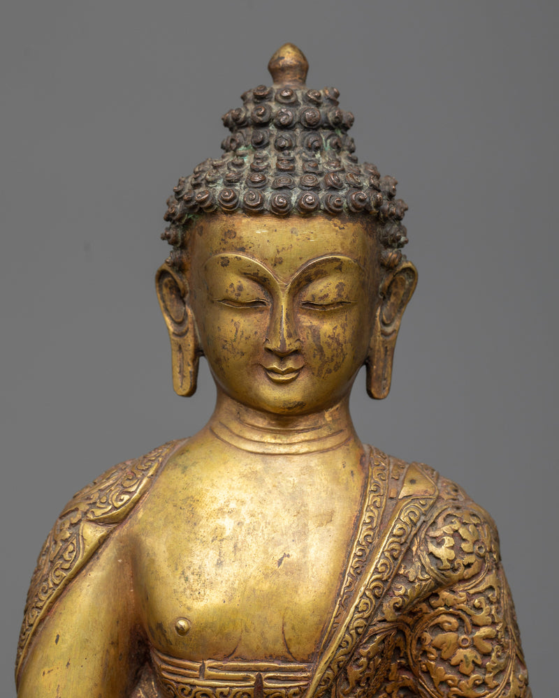 Gold Plated Shakyamuni Buddha Statue | Perfect for Altar or Shrine