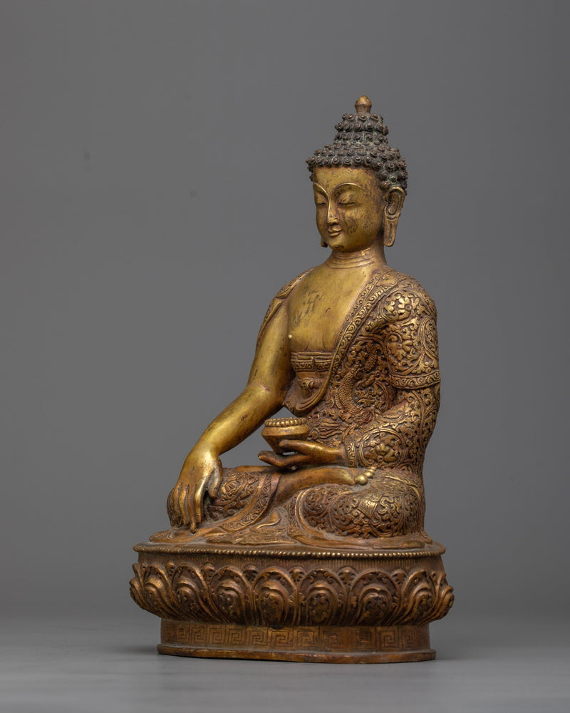Gold Plated Shakyamuni Buddha Statue | Perfect for Altar or Shrine