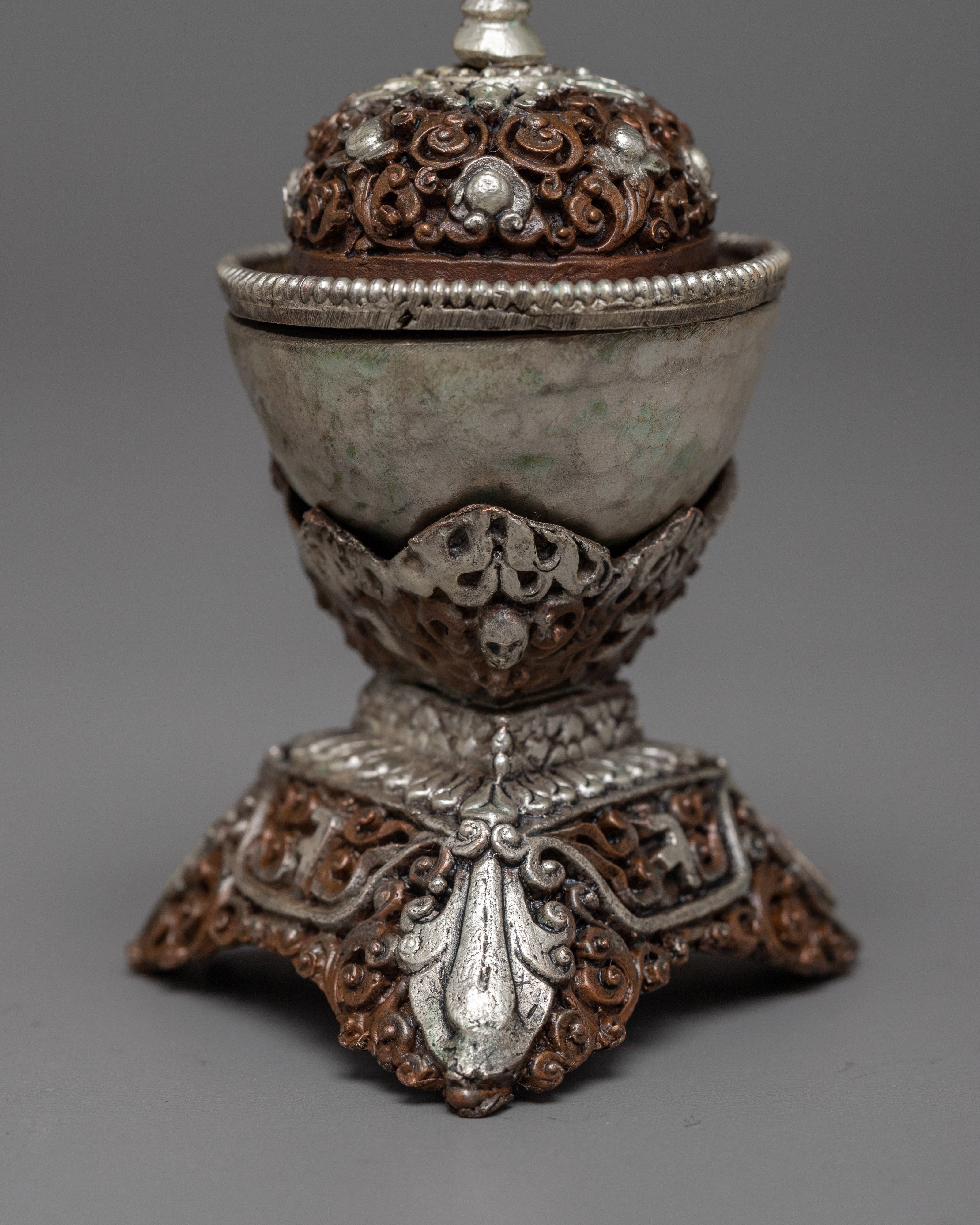 Oxidized Copper Kapala Set | Traditional Buddhist Altar Item