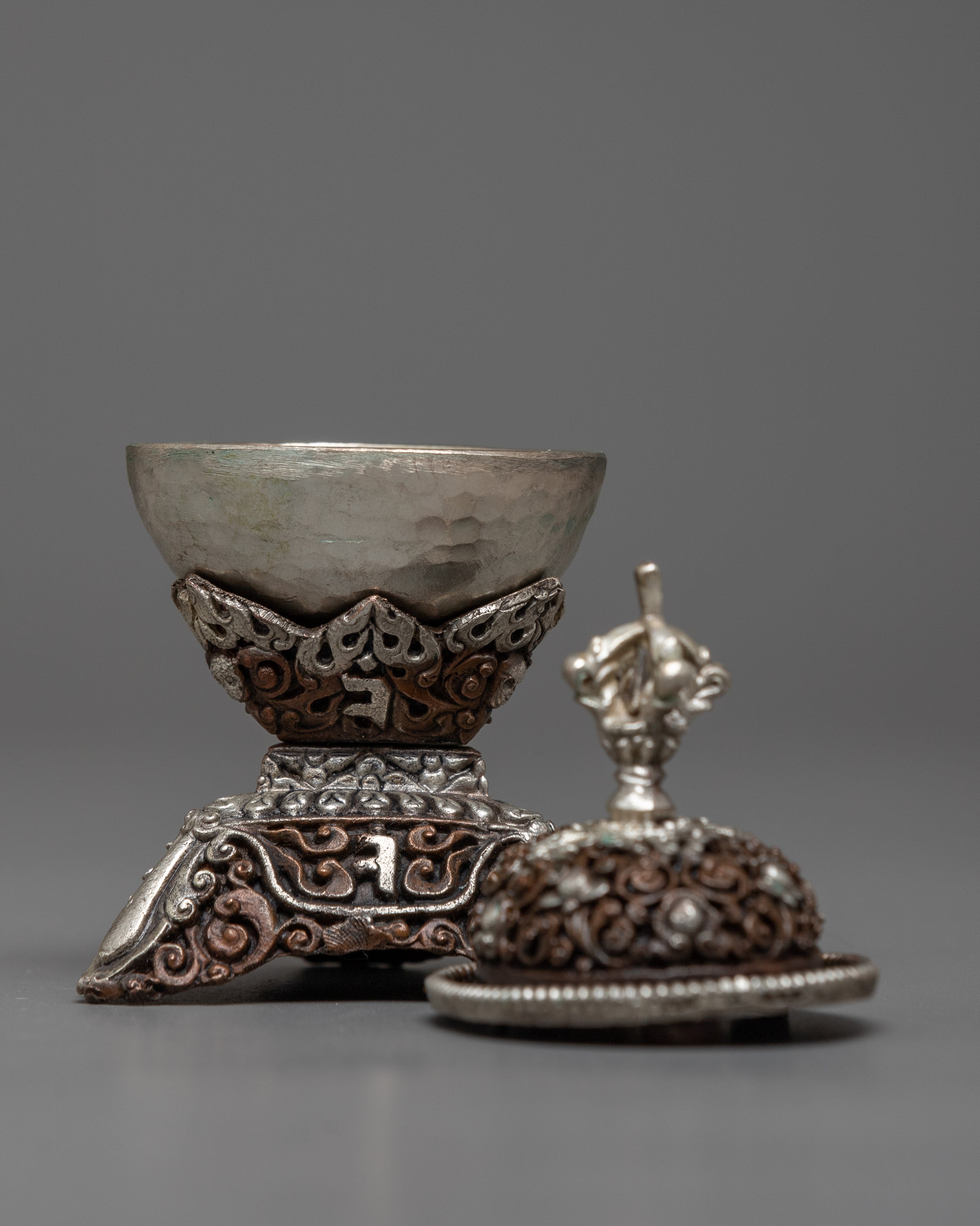 Oxidized Copper Kapala Set | Traditional Buddhist Altar Item