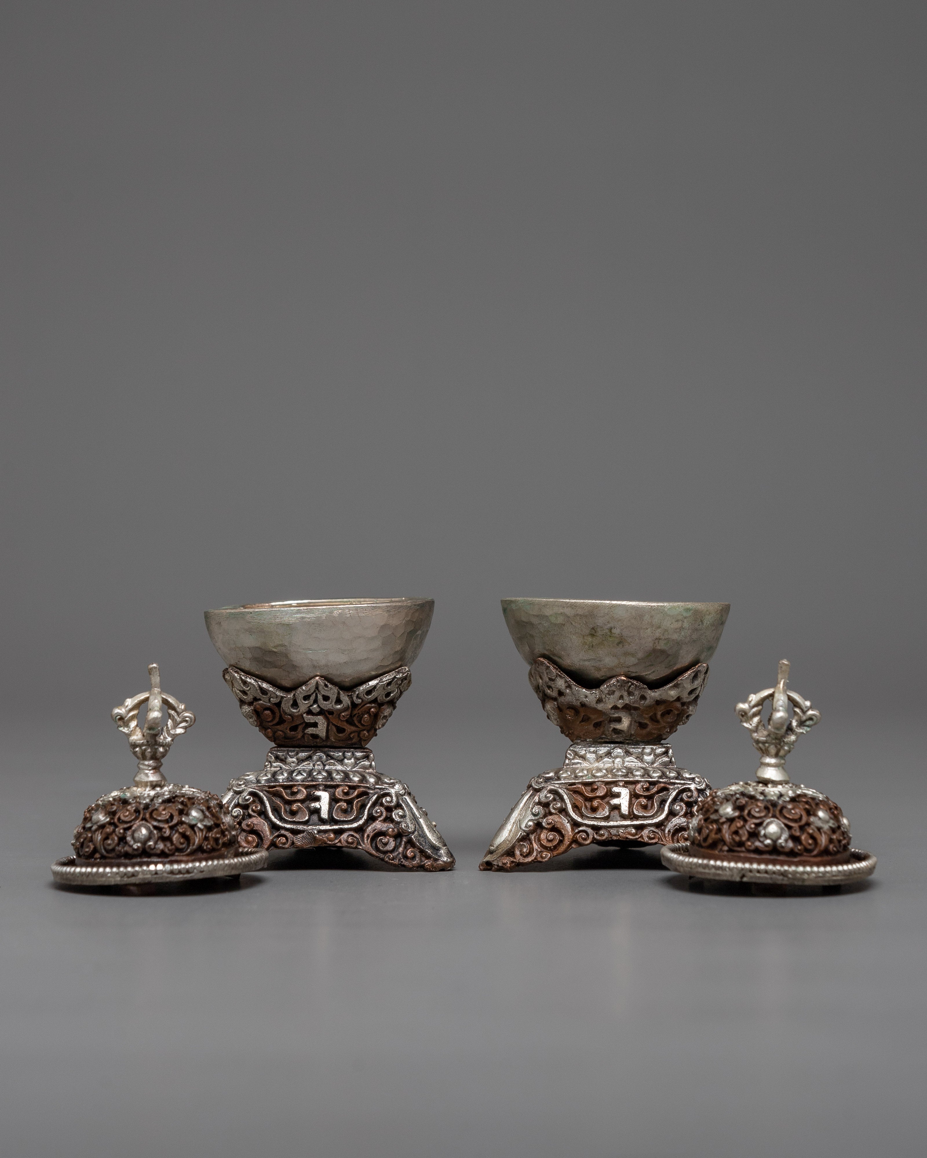 Oxidized Copper Kapala Set | Traditional Buddhist Altar Item